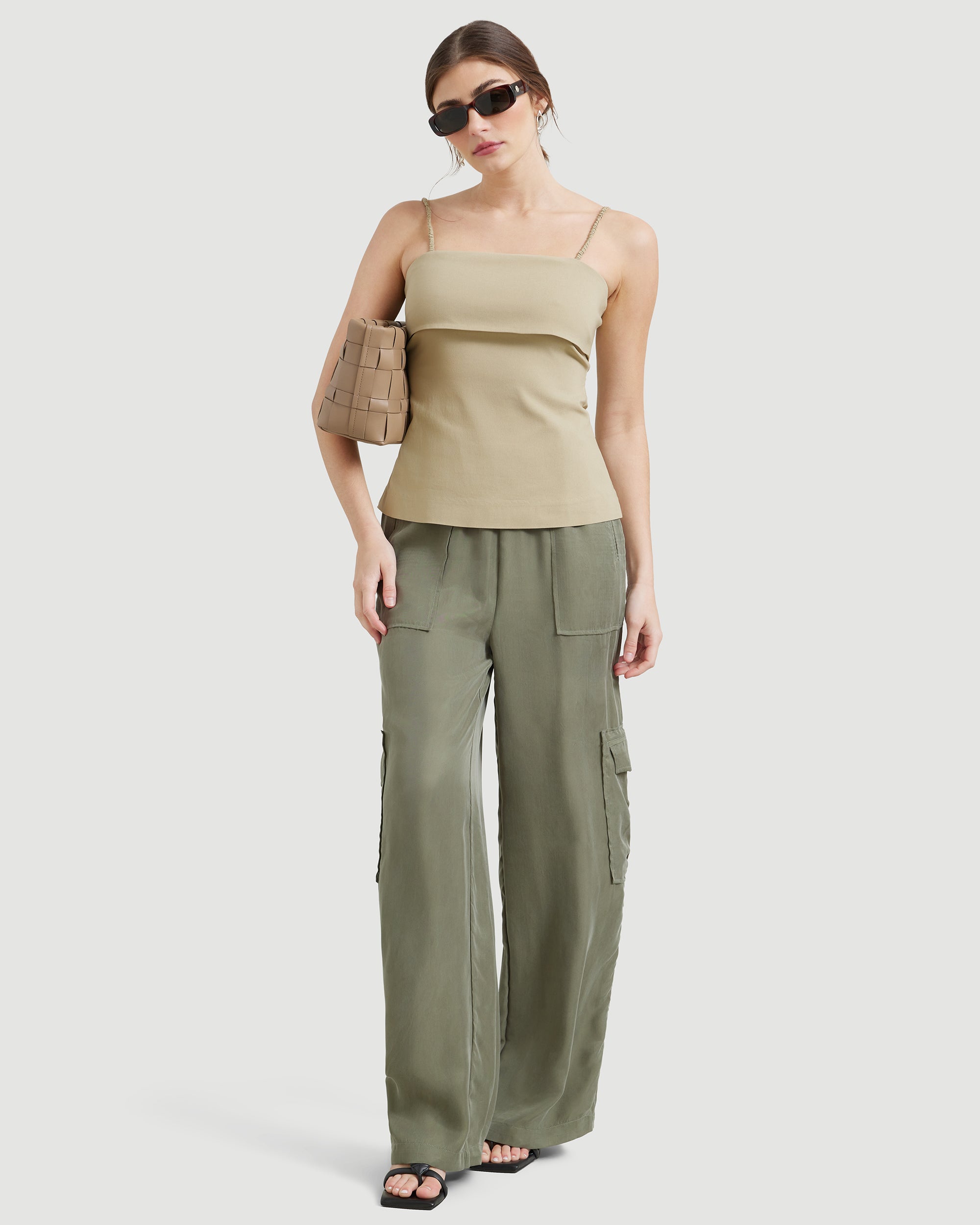 Kateri Satin Wide Leg Cargo Pant