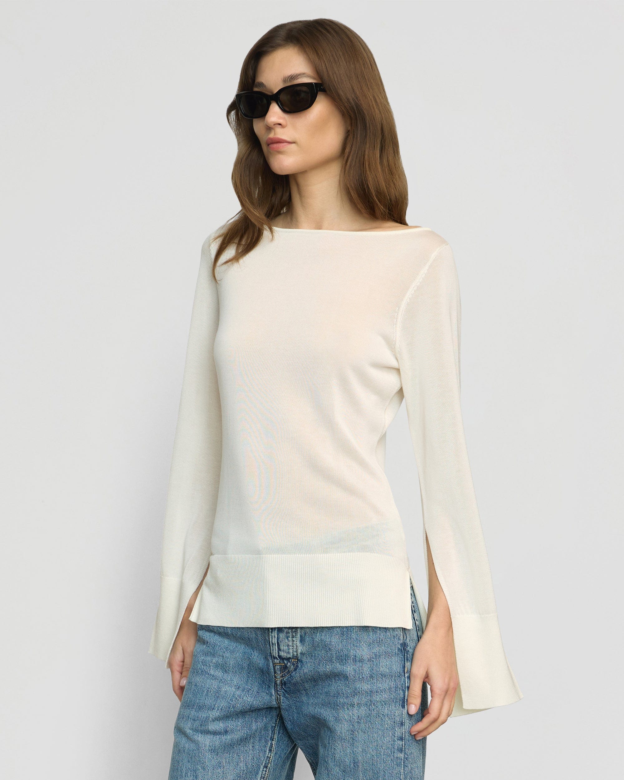 トップス cizzato Ensemble Sheer Knit Tops Sheer Knit Top (Q725KU-OFF-WHITE)