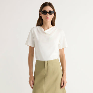 Renée | Kendra Organic Cotton Cowl-Neck Tee in Size Extra Small