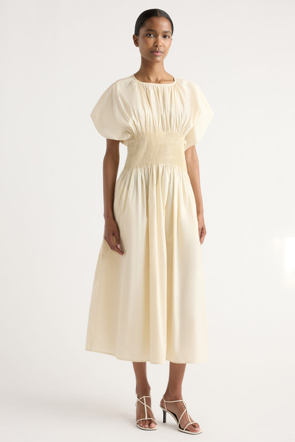 pleated round neck dress T Tahari Novelty Midi Dress