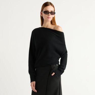 Kelsey | Lan Cashmere Off-Shoulder Sweater in Size Small