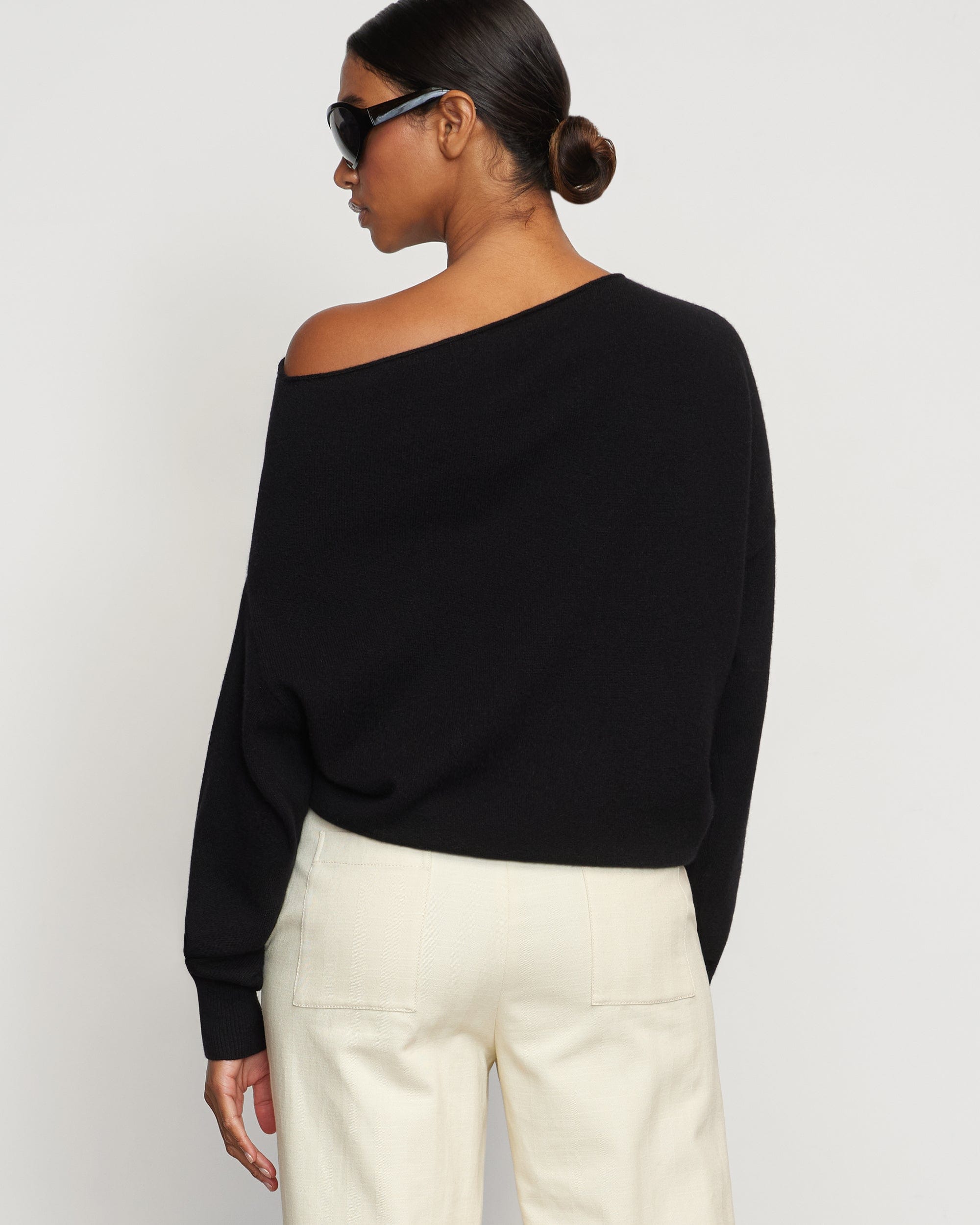 Lan Cashmere Off Shoulder Sweater