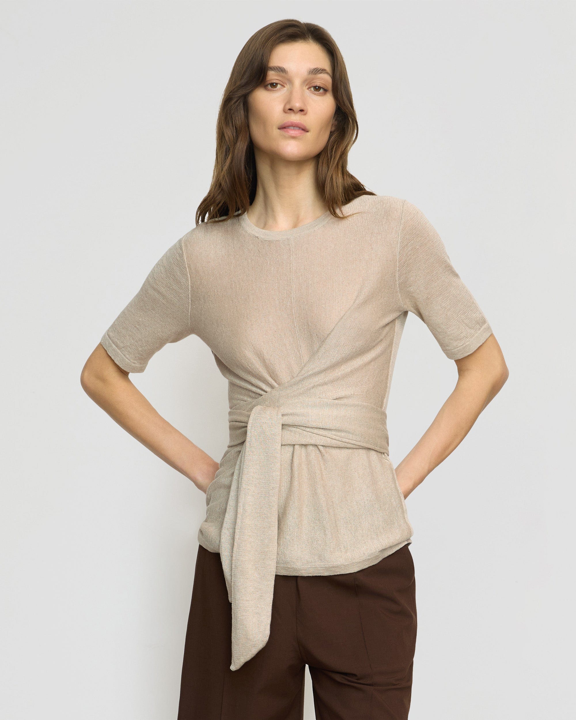 Lark Tie-Front Linen Sweater