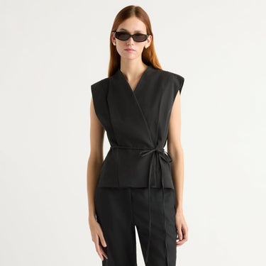 Kelsey | Leandra Tencel-Blend Wrap Vest in Size Small