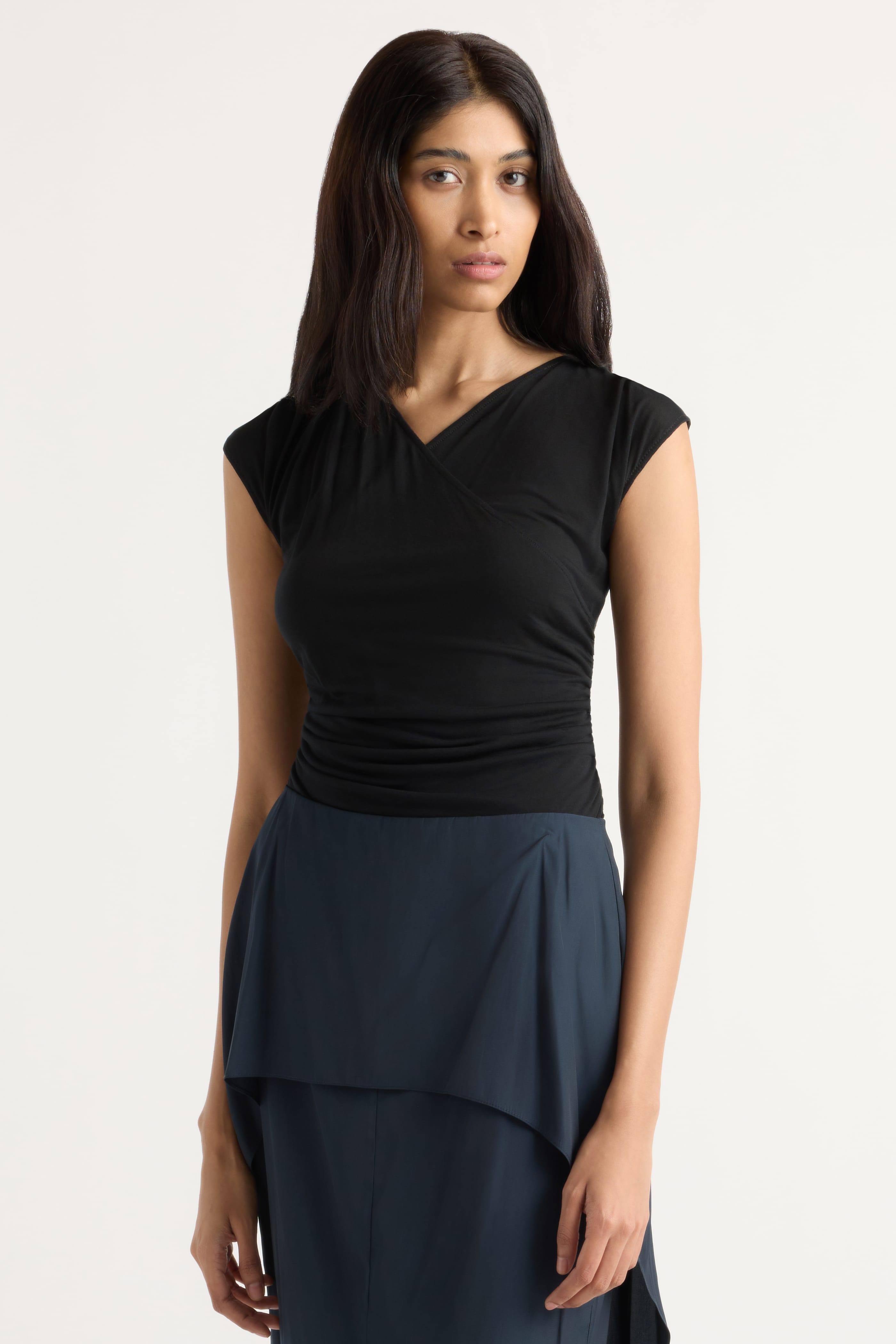Lila Tencel Wrap-Neck Tee