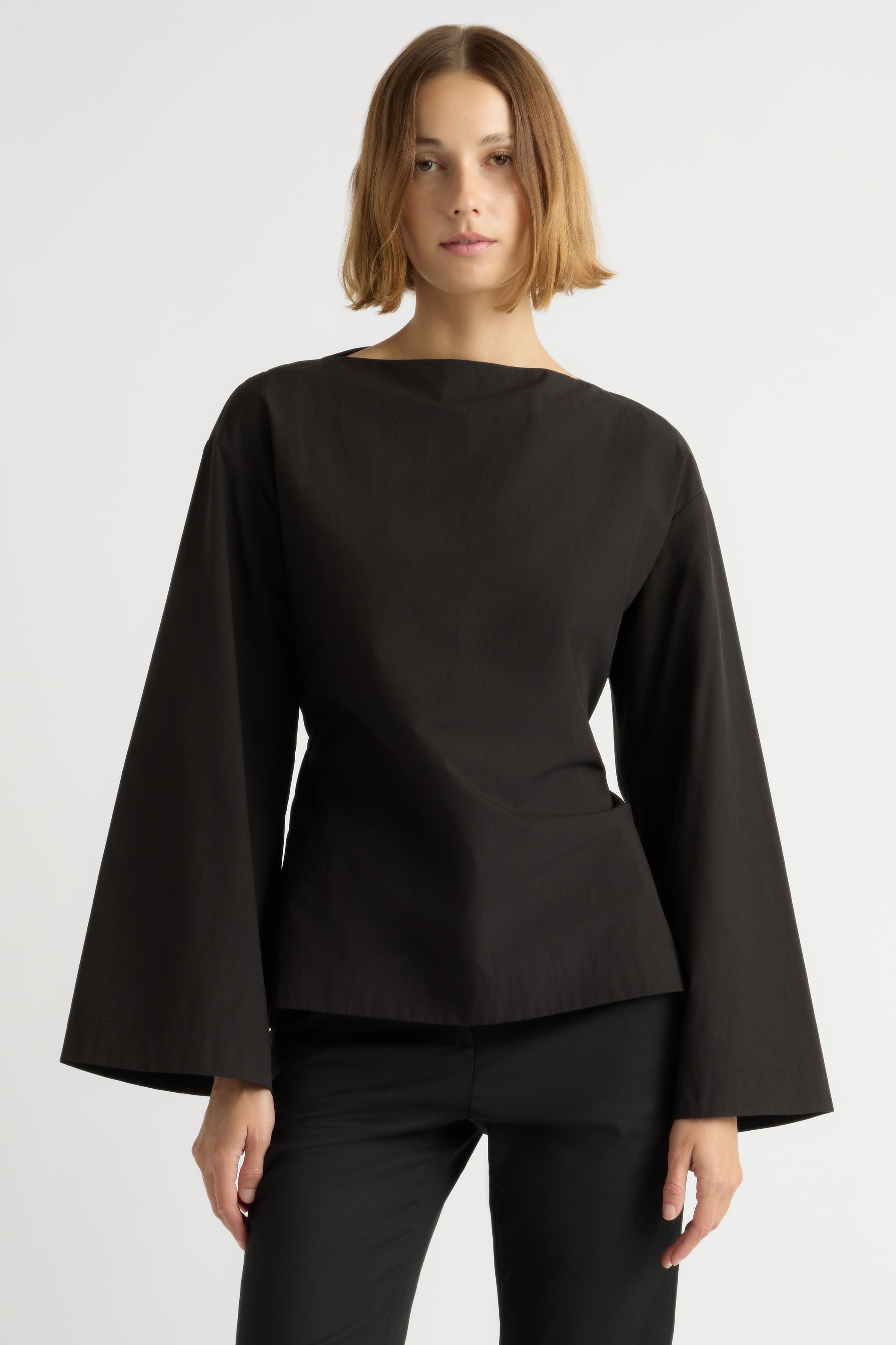 Lilian Sculpted Flare-Sleeve Blouse