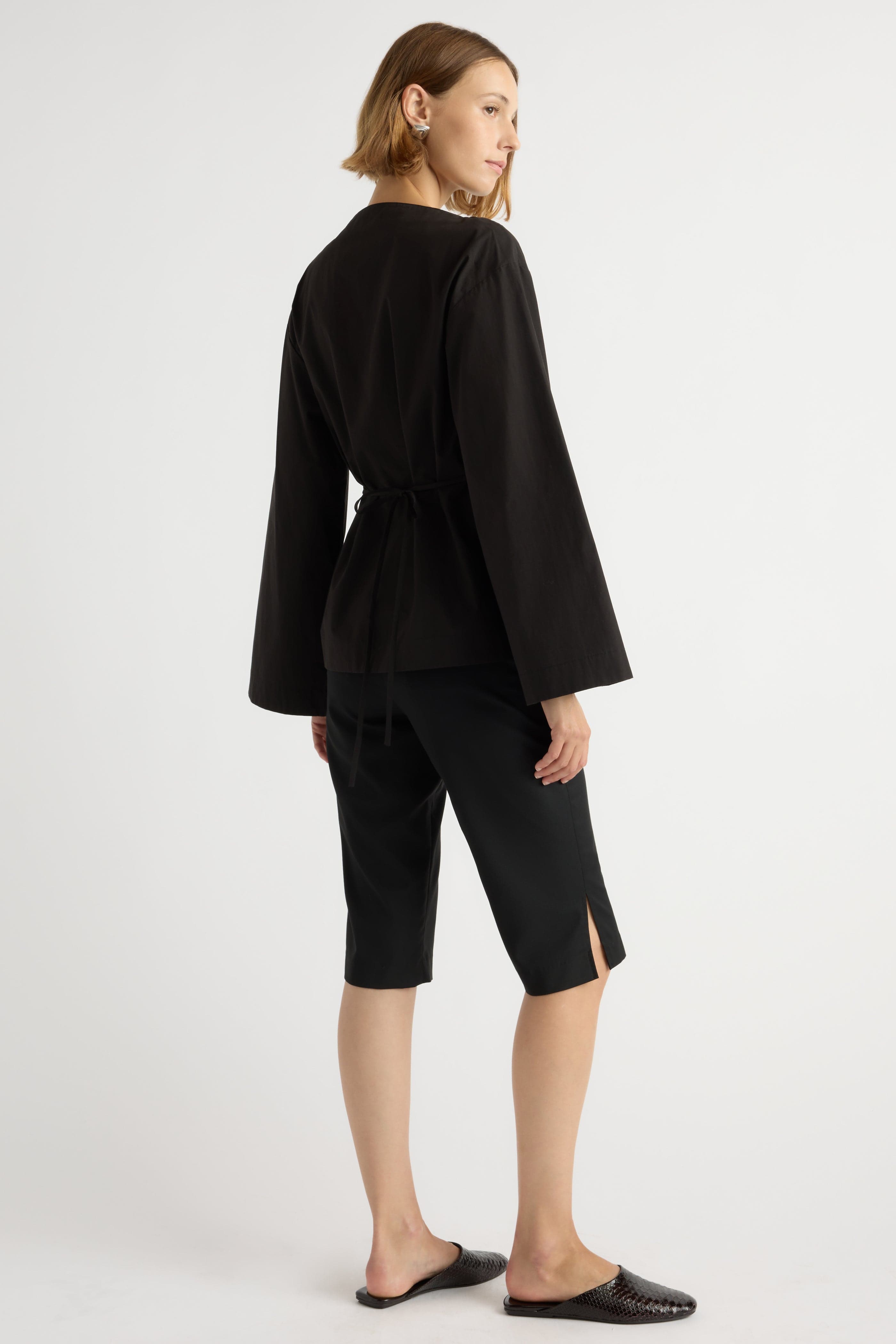 Lilian Sculpted Flare-Sleeve Blouse