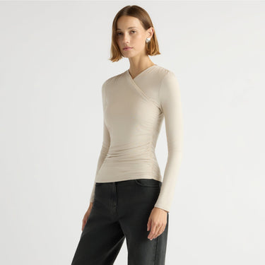 Mali | Lilou Wrap Neck Long-Sleeve Tee in Size Small
