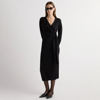 blue dress for baby girl Linden Front-Wrap Sweater Dress Black / Regular / L main image 1