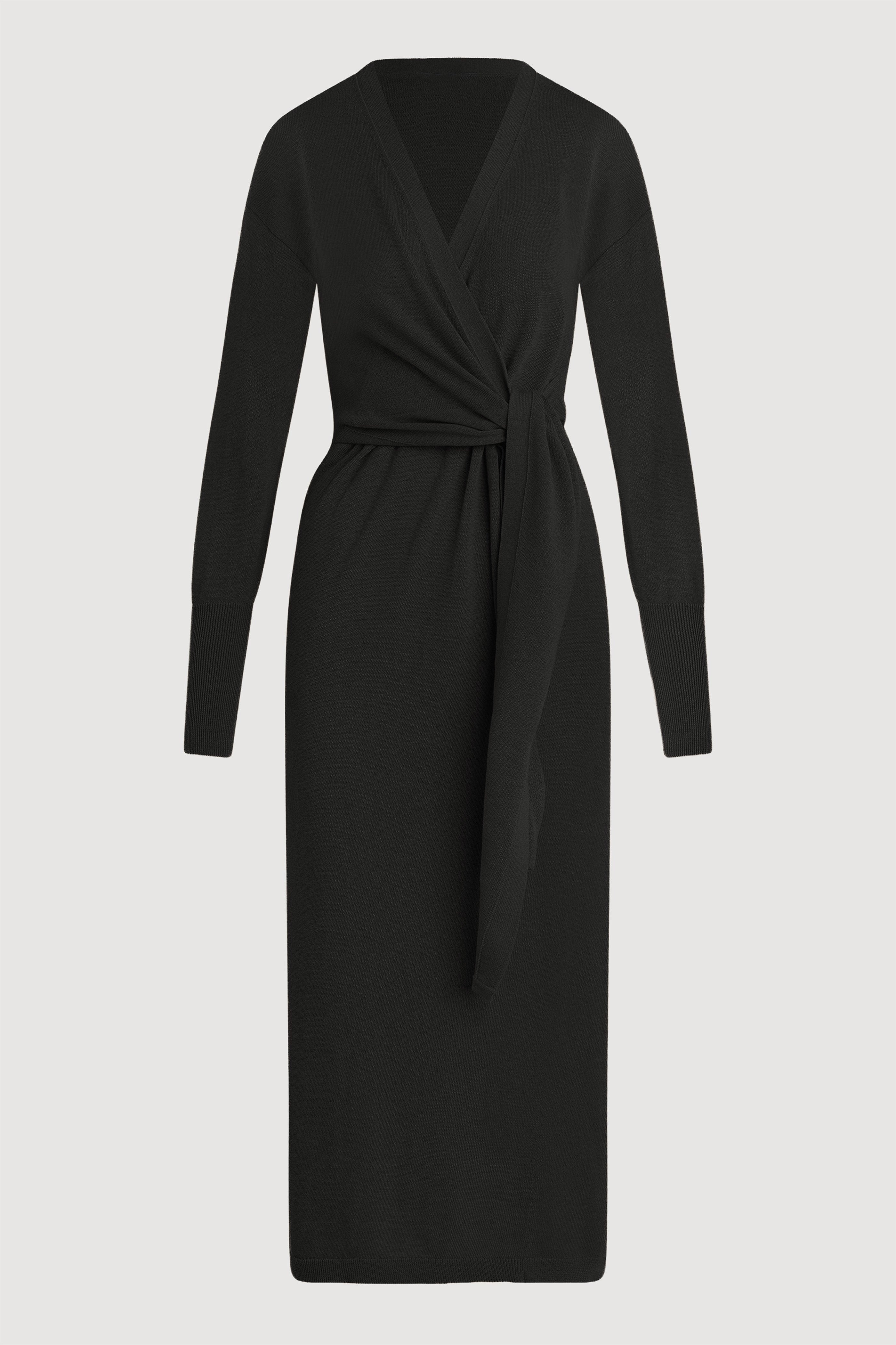 chinese dress ladies Long Dolman Sleeve Wrap Knit Sweater Dress