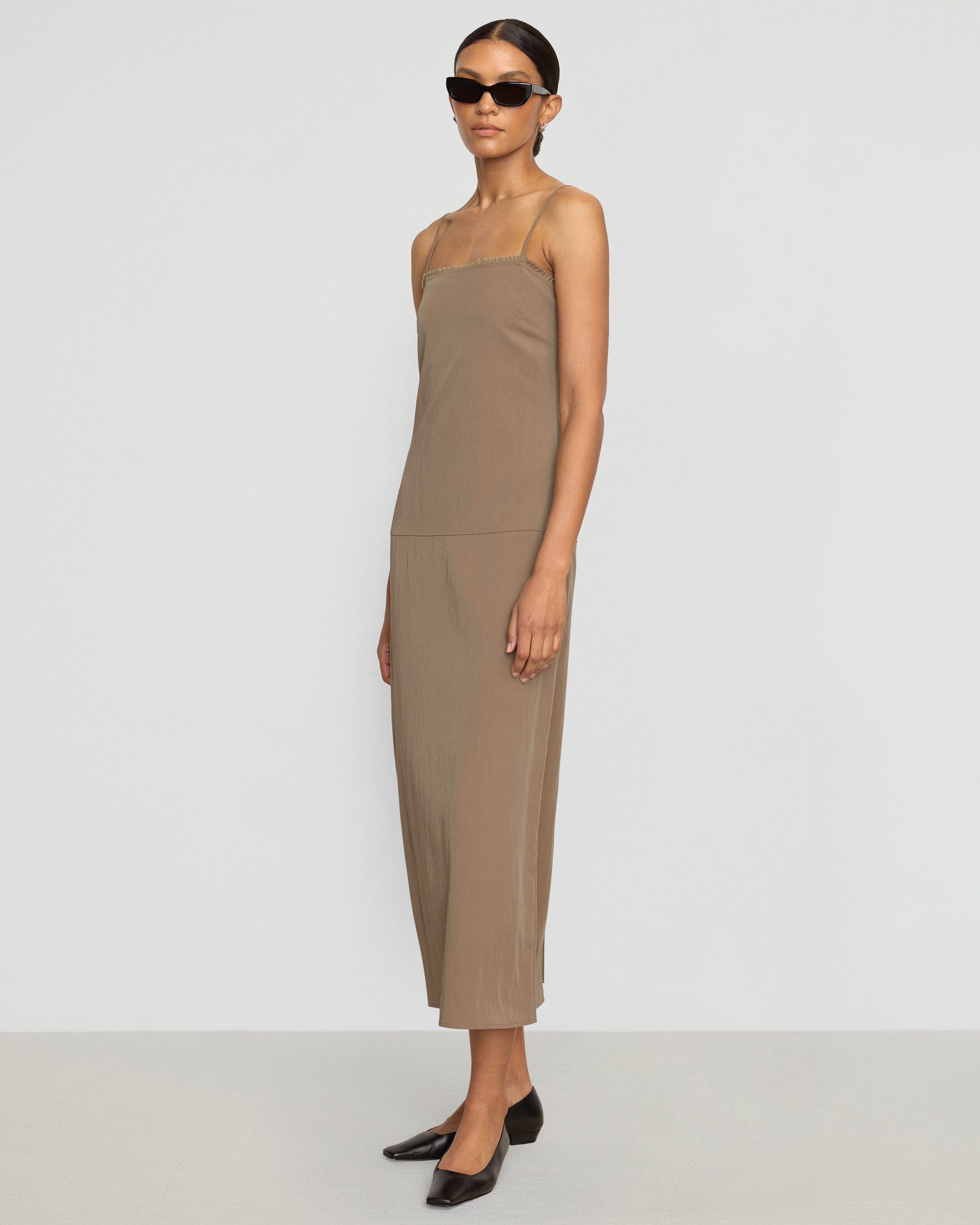 beige cami dress Farah Naz Formal Midi Camisole Dress, Women's, Size: 8, Pink Gold main image 1