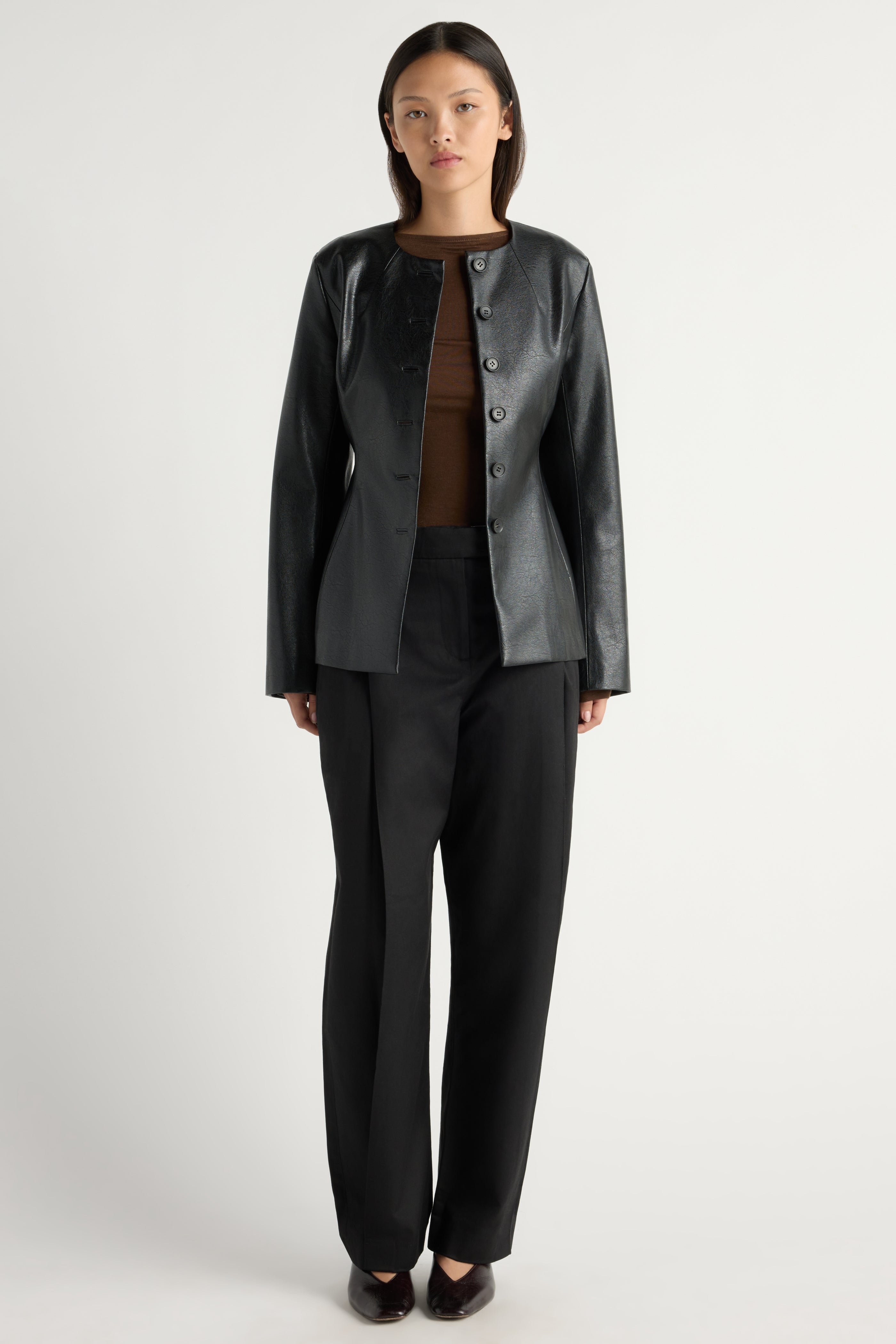 Maddox Sculpted Vegan Leather Blazer