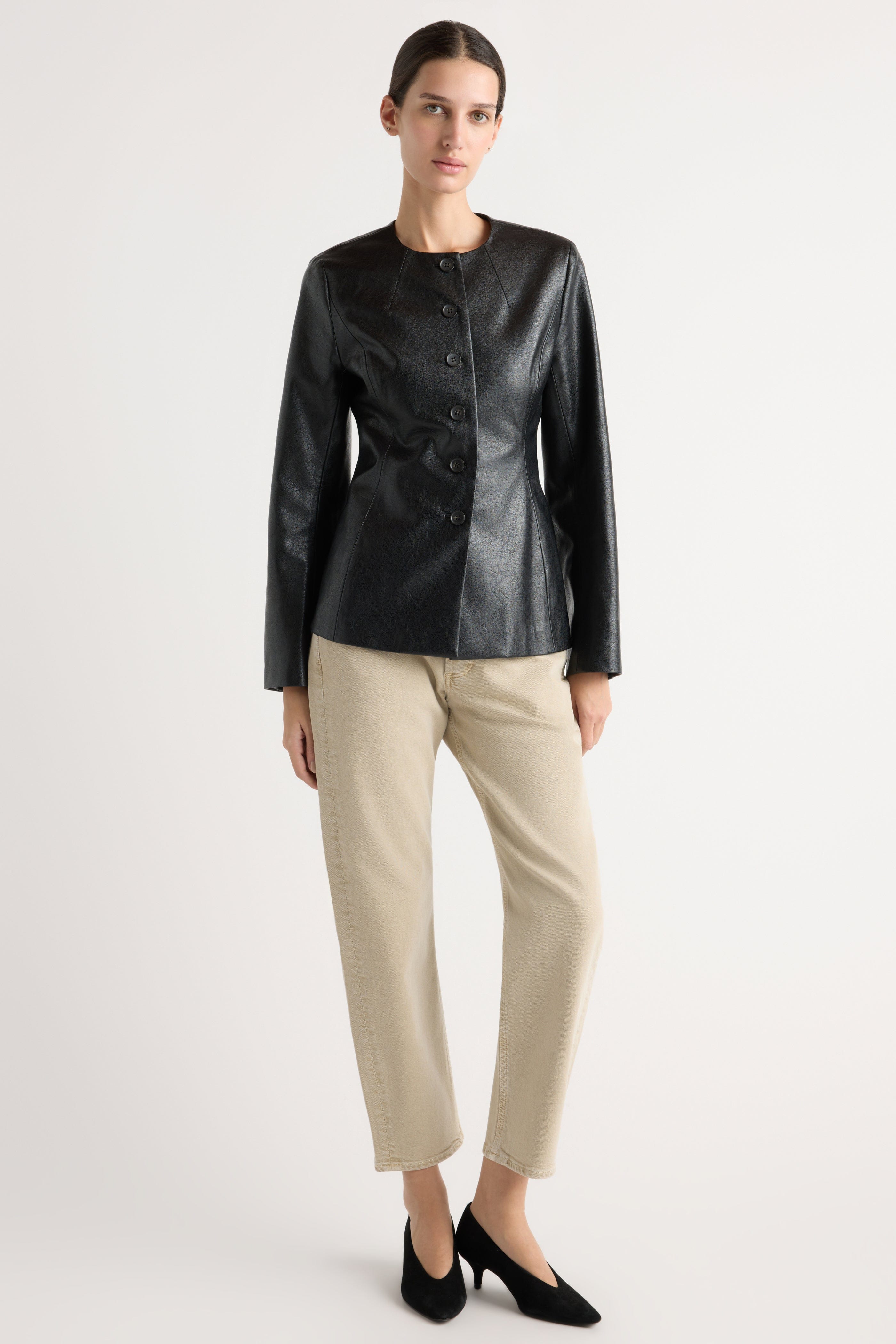 Maddox Sculpted Vegan Leather Blazer