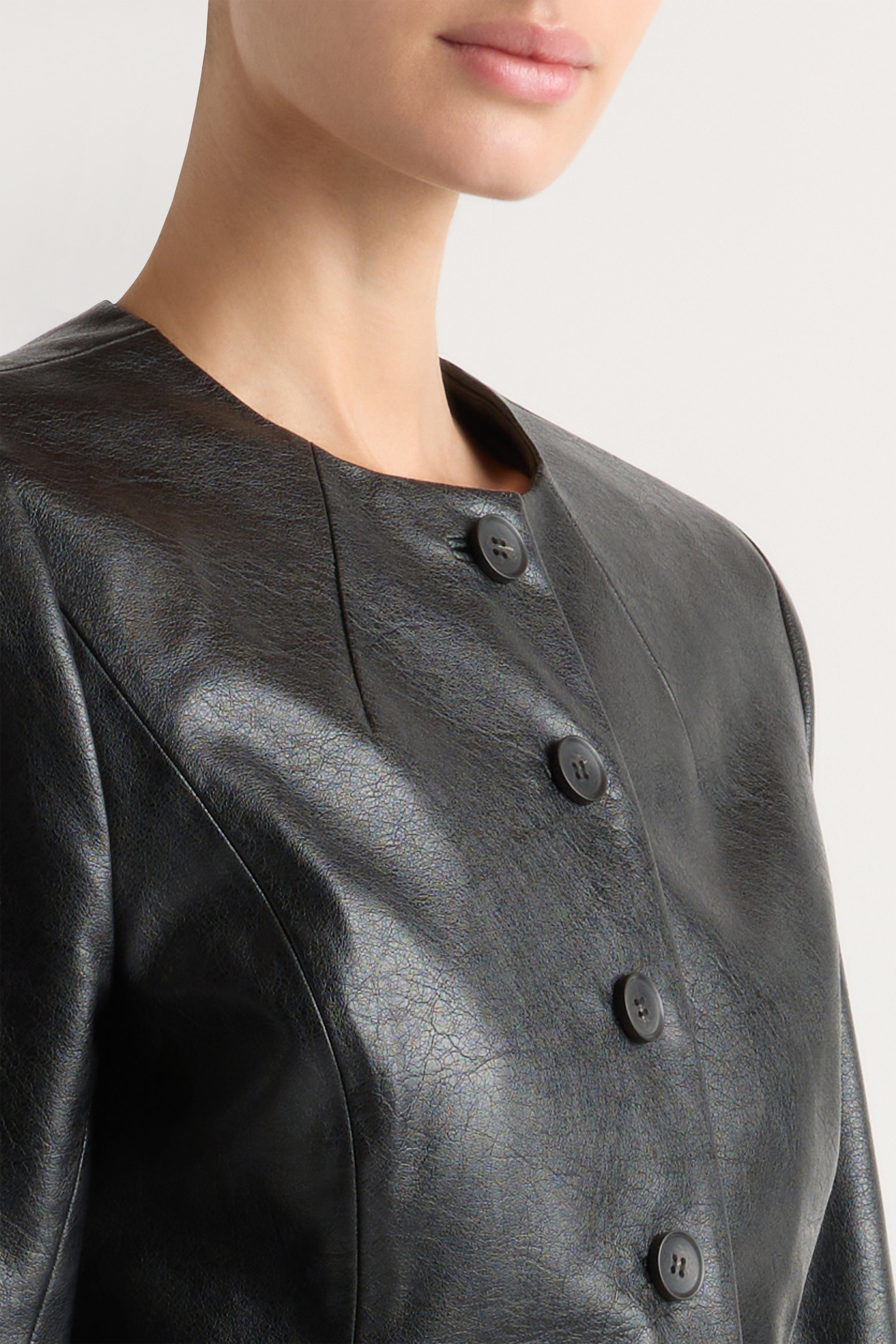 Maddox Sculpted Vegan Leather Blazer