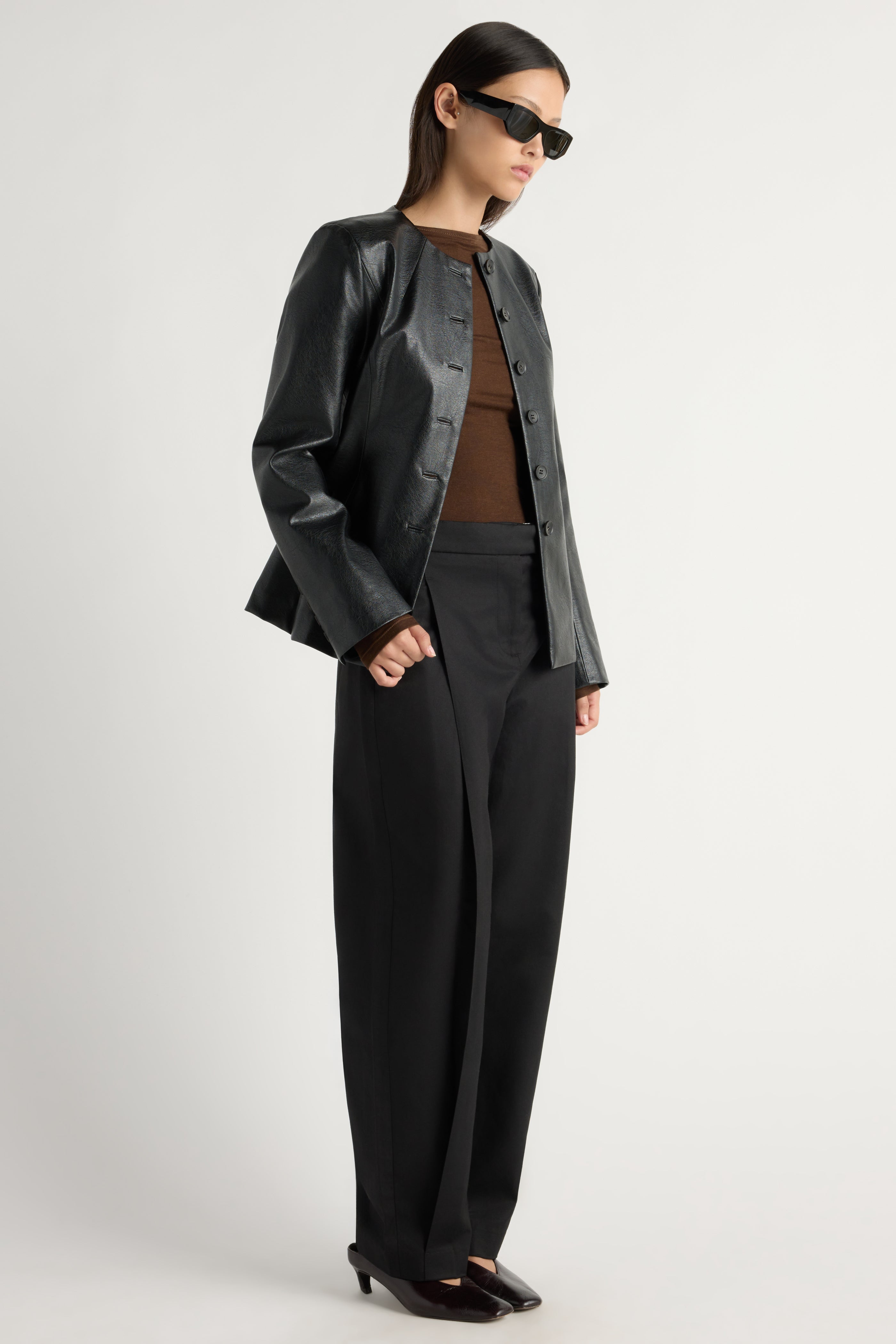Maddox Sculpted Vegan Leather Blazer