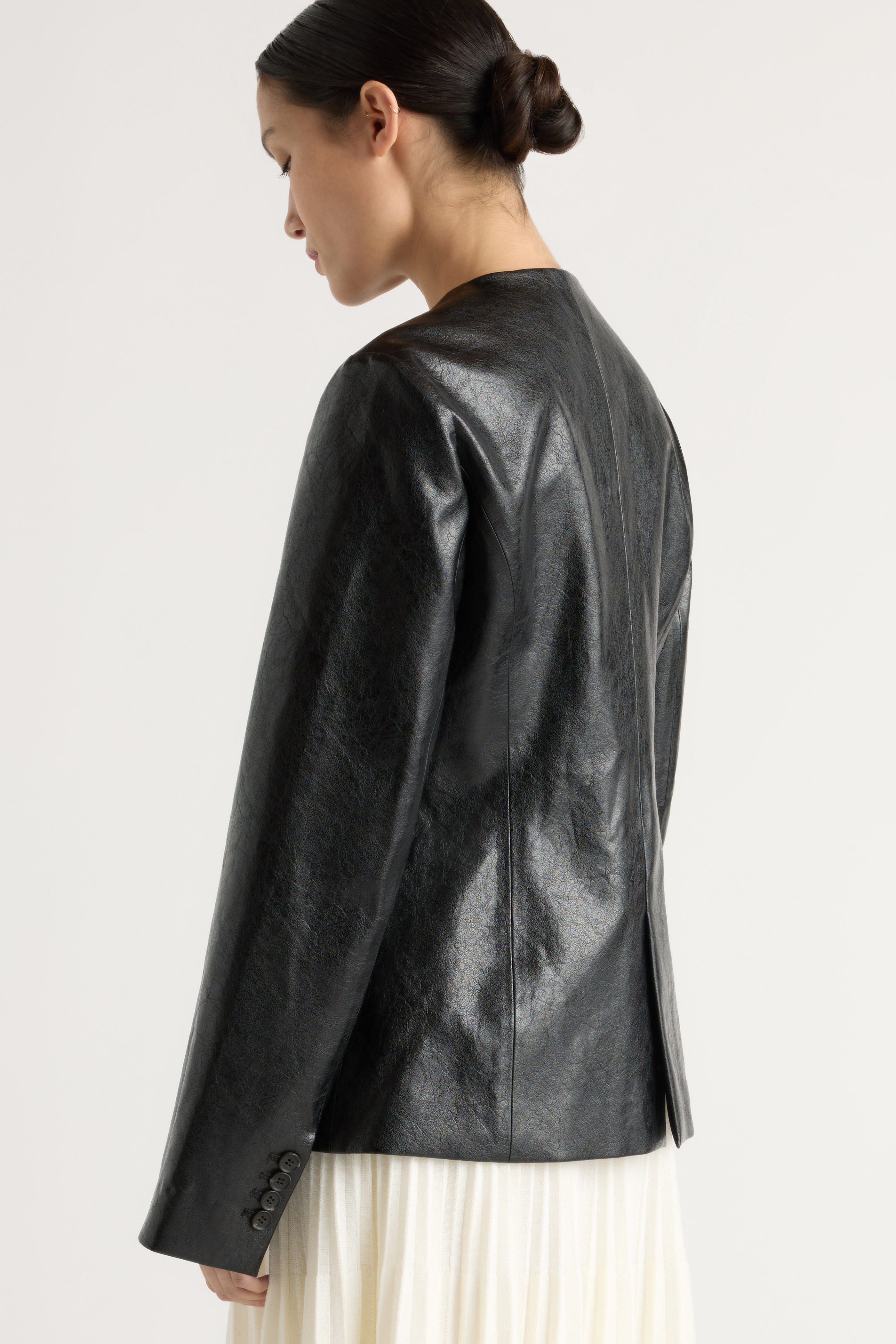 Maddox Sculpted Vegan Leather Blazer