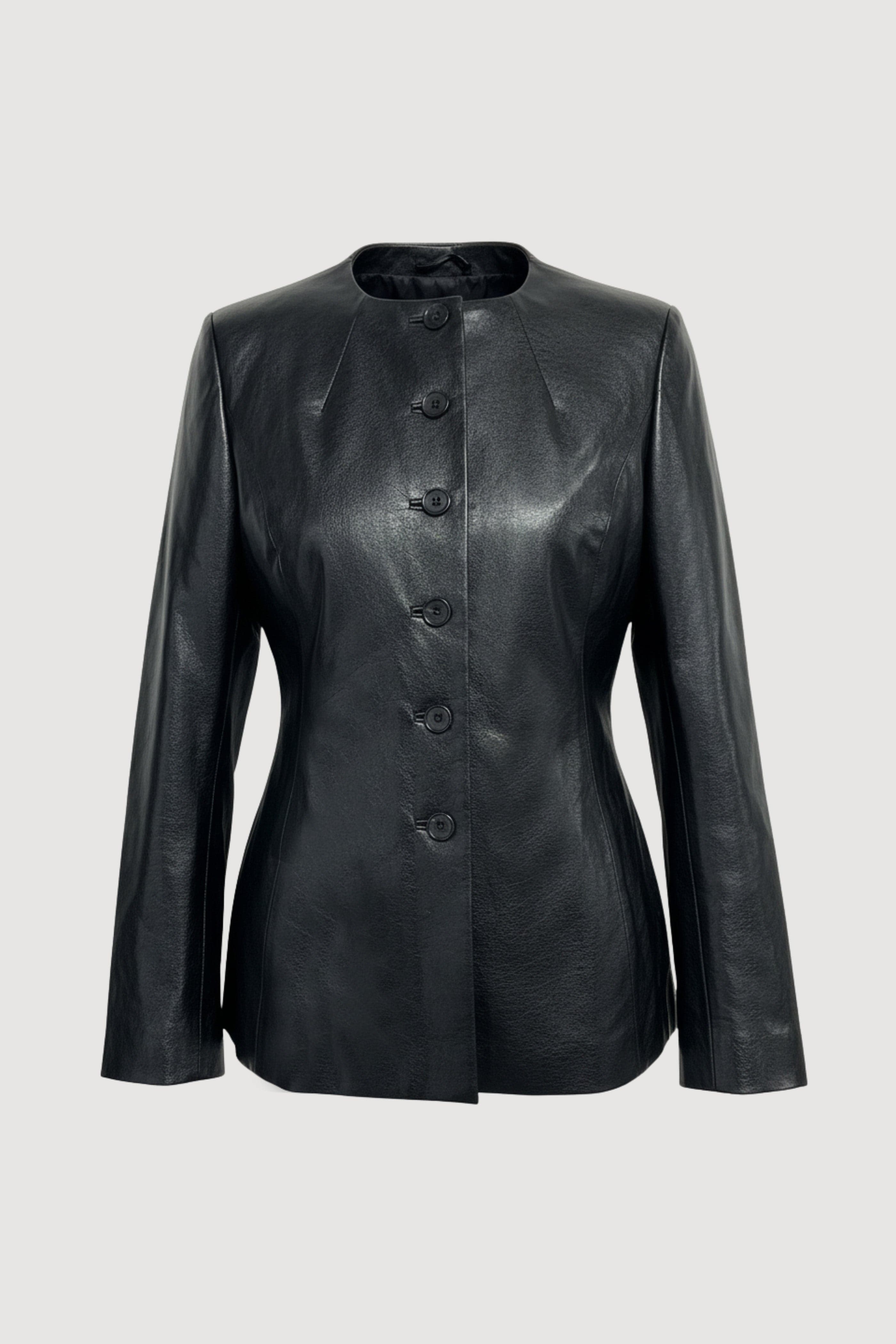 Maddox Sculpted Vegan Leather Blazer