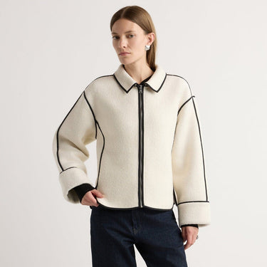 Marije | Madison Contrast-Trim Coat in Size Small