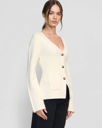 Maeve Organic Cotton-Wool V-Neck Cardigan