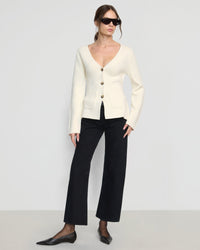 Maeve Organic Cotton-Wool V-Neck Cardigan