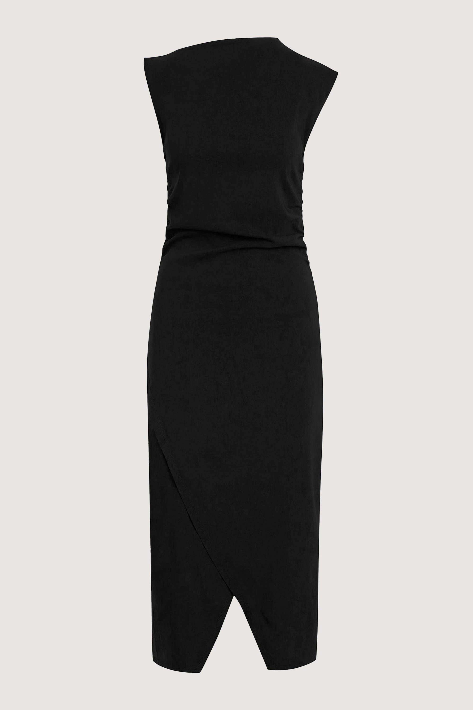 Manon Asymmetric-Neck Ruched Dress Manon Asymmetric-Neck Ruched Dress