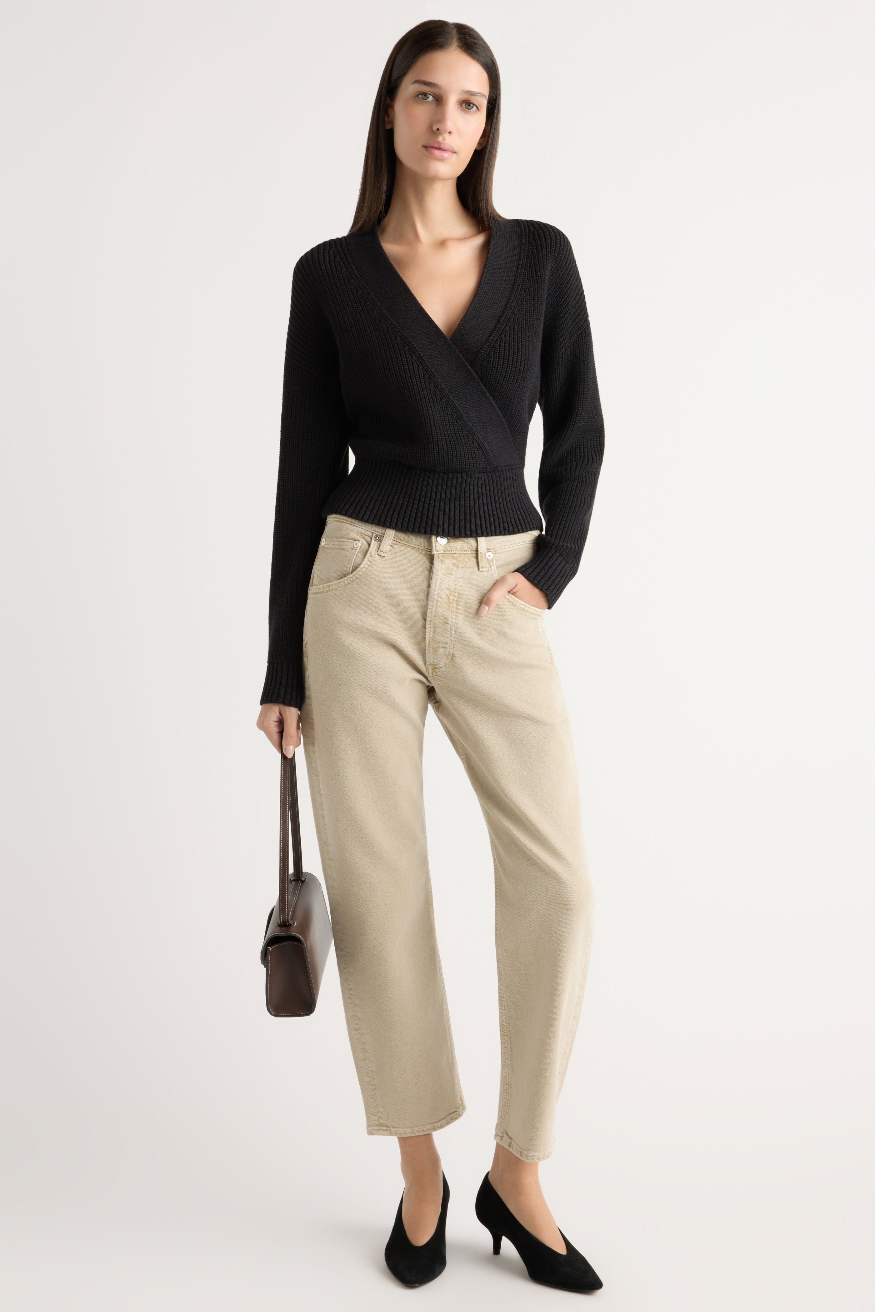 Maren Cropped V-Neck Sweater