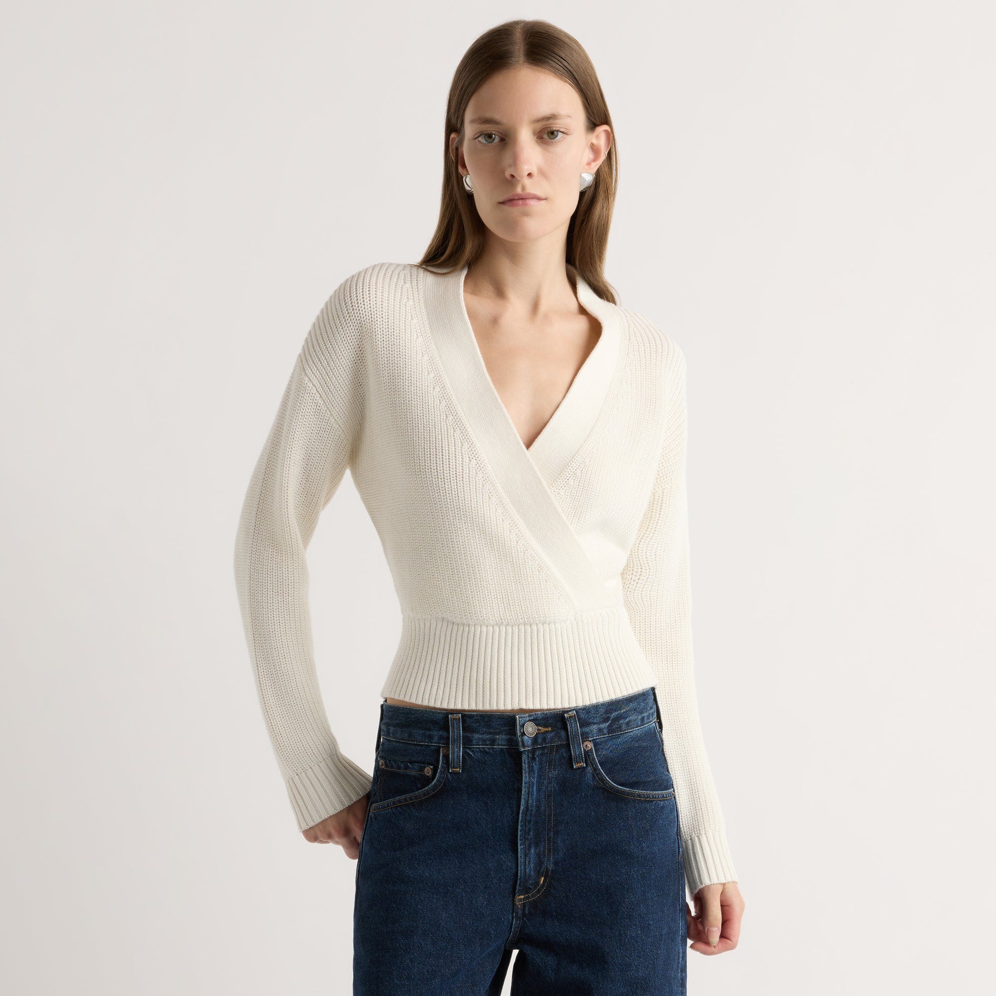 rene ニット ホワイト 中古・古着通販】Rene (ルネ) ニットジャケット ホワイト サイズ:36