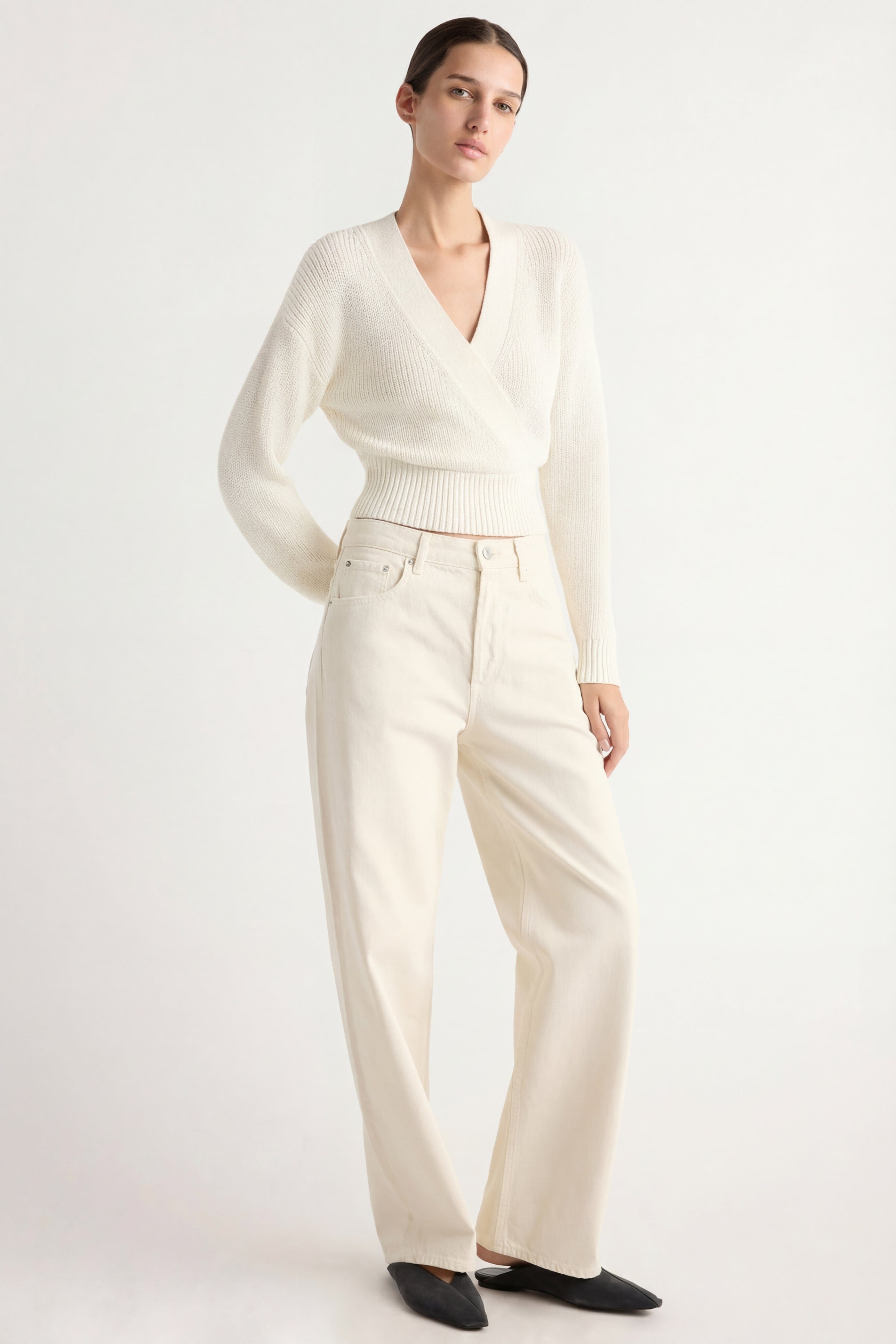 Maren Cropped V-Neck Sweater