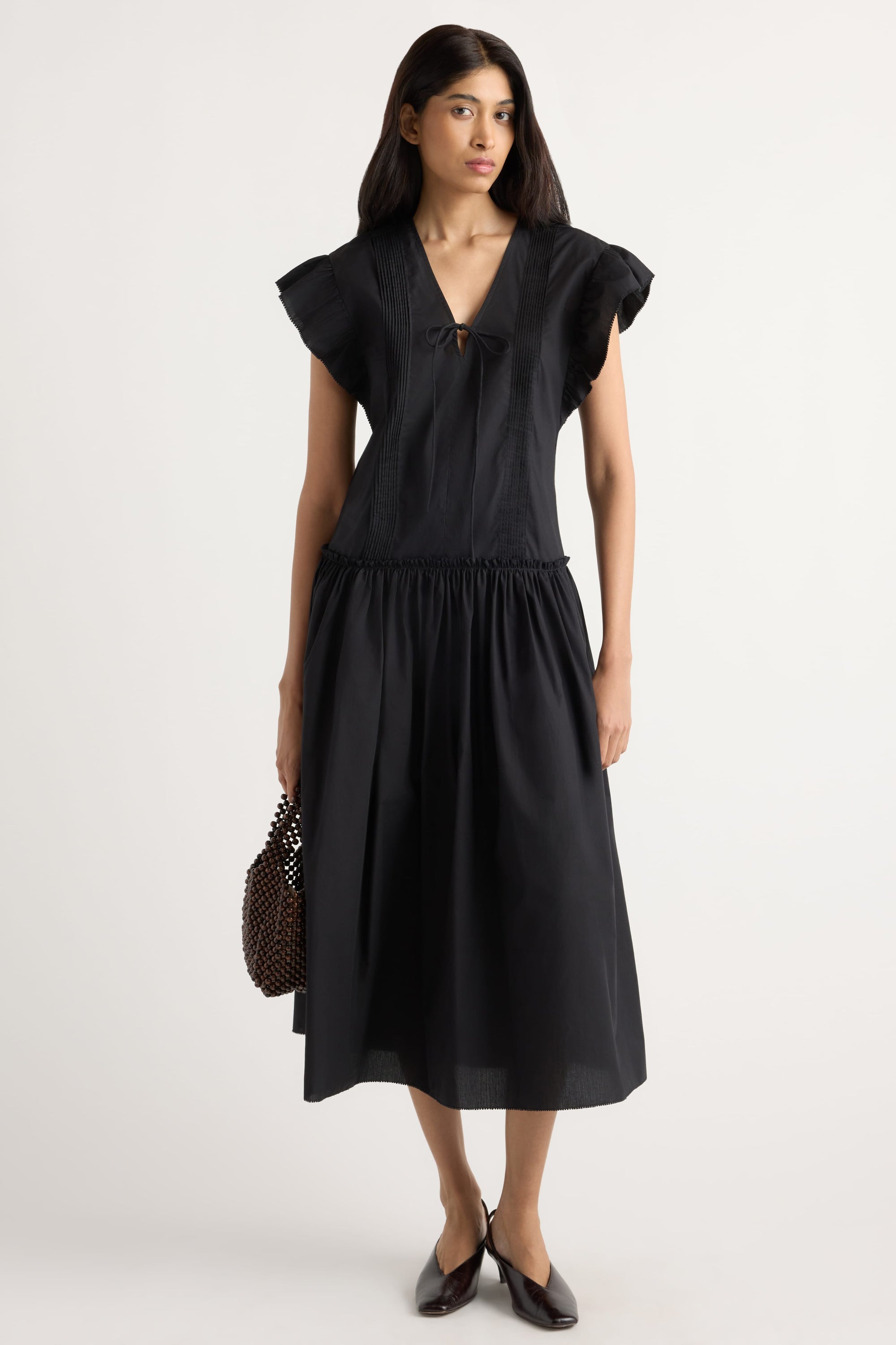 ruffle sleeve pleated dress Enchantment Ruffle Sleeve Pleat Maxi Dress Pink