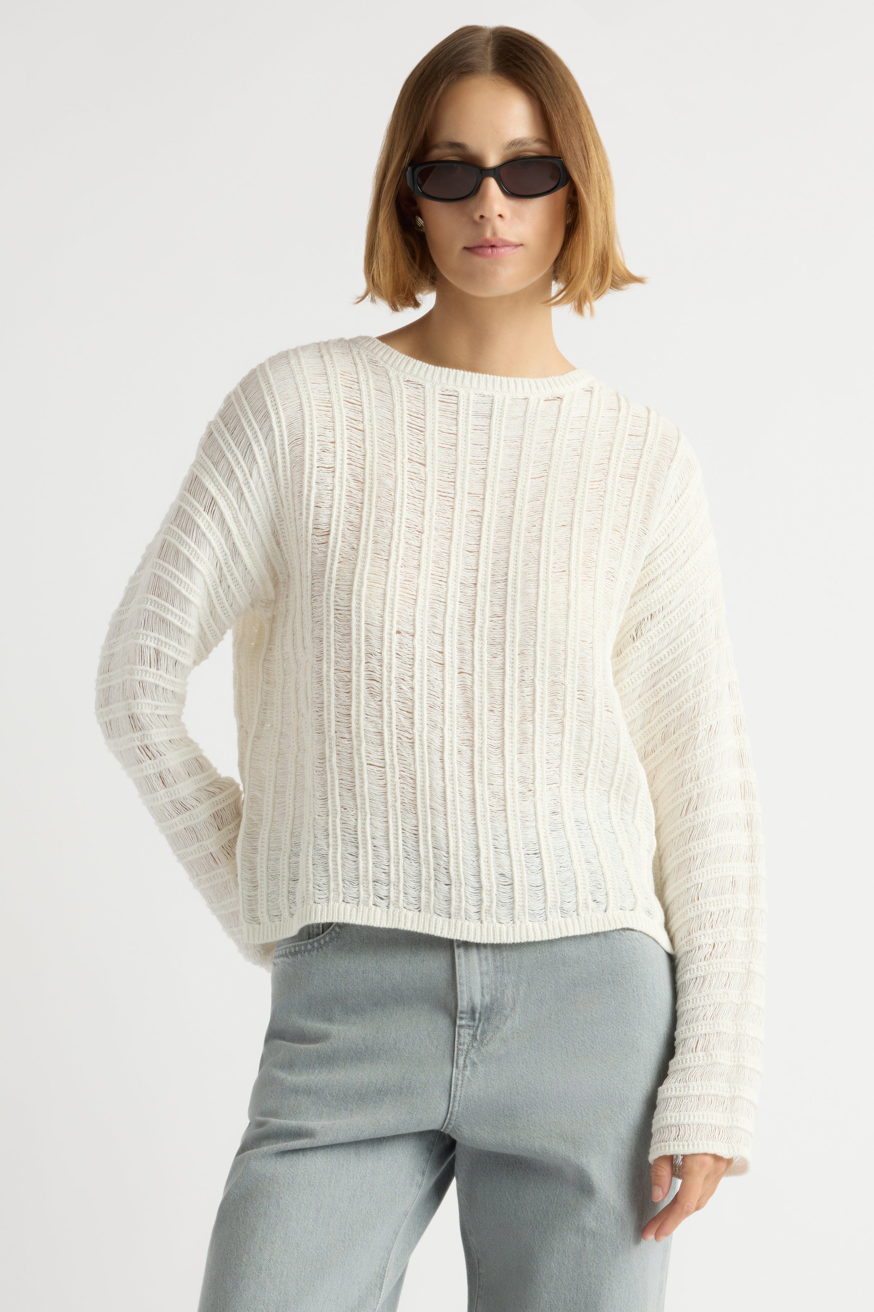 Matteo Semi-Sheer Open-Knit Sweater