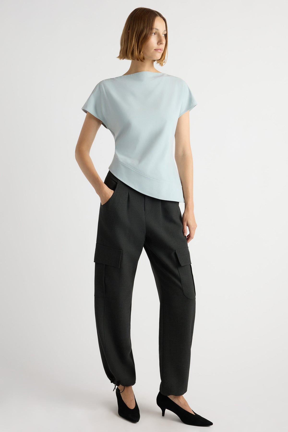 McKenna Sculpted Asymmetric-Hem Blouse