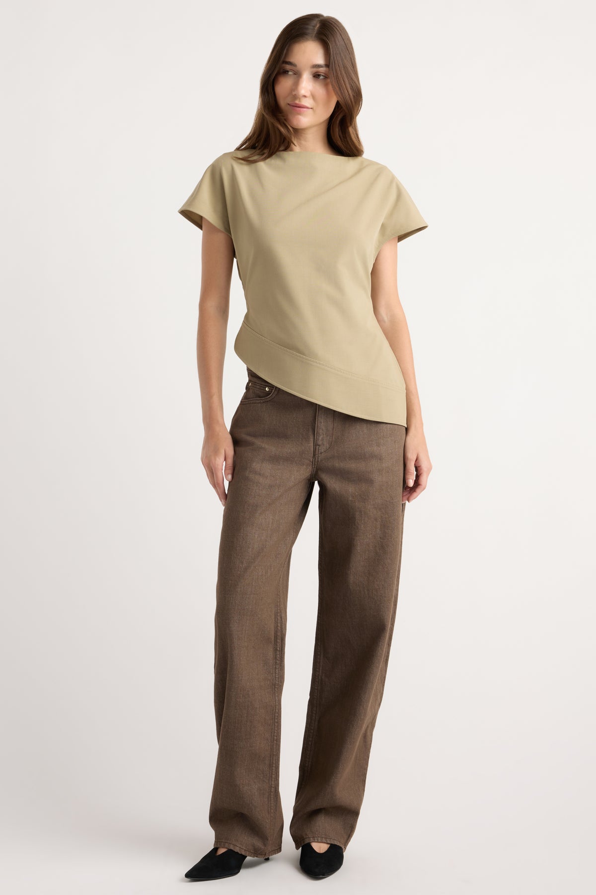 McKenna Sculpted Asymmetric-Hem Blouse
