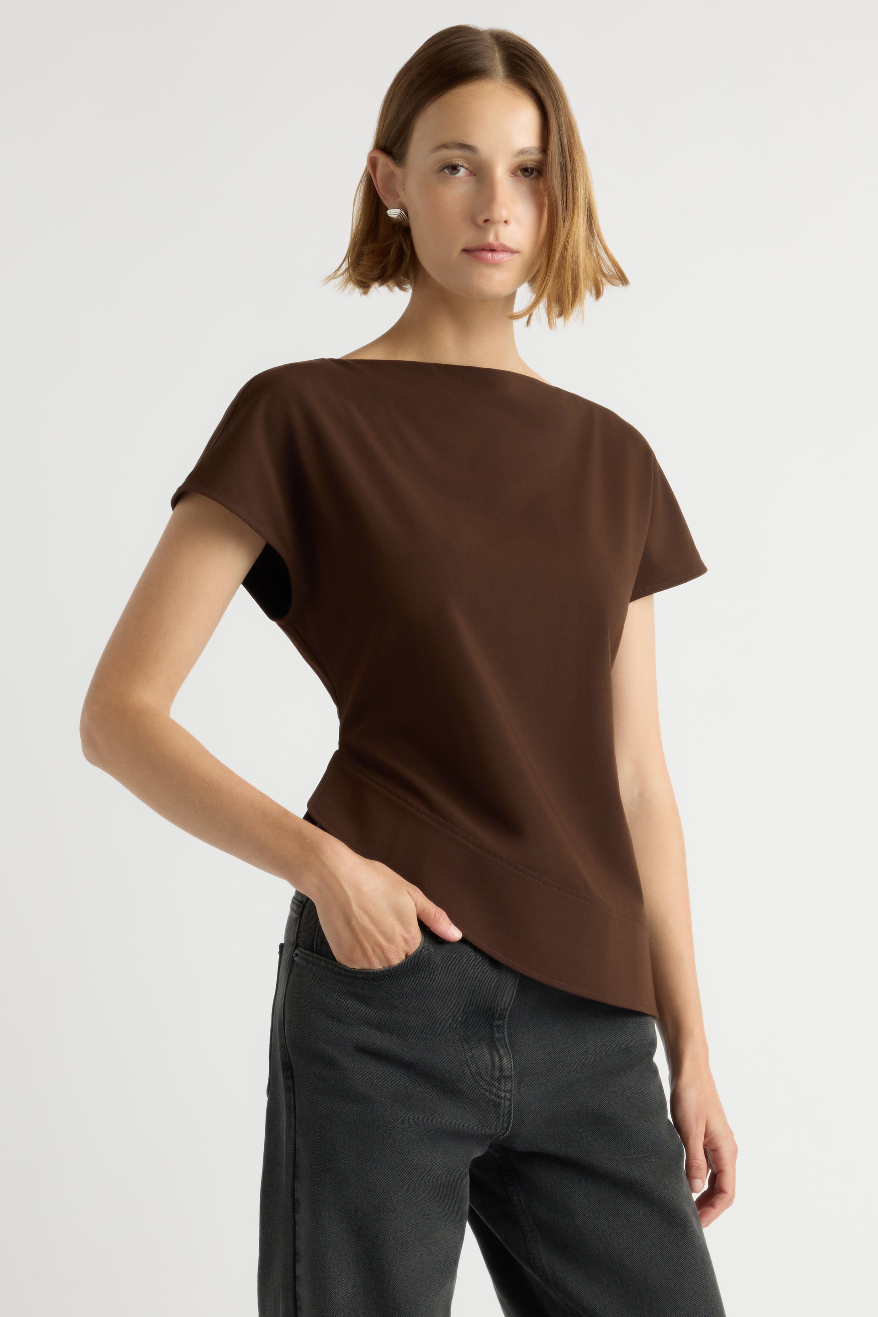 McKenna Sculpted Asymmetric-Hem Blouse