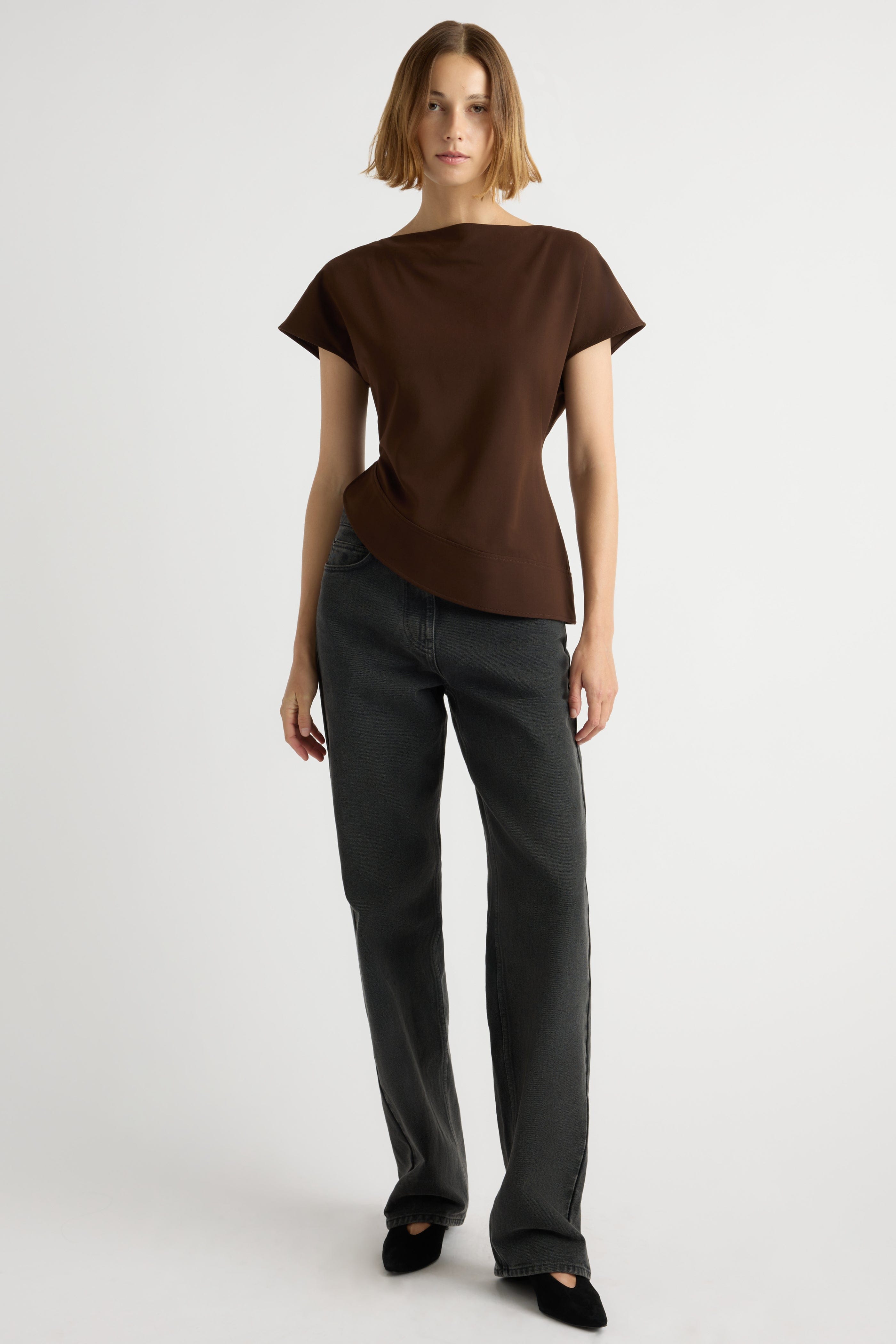 McKenna Sculpted Asymmetric-Hem Blouse