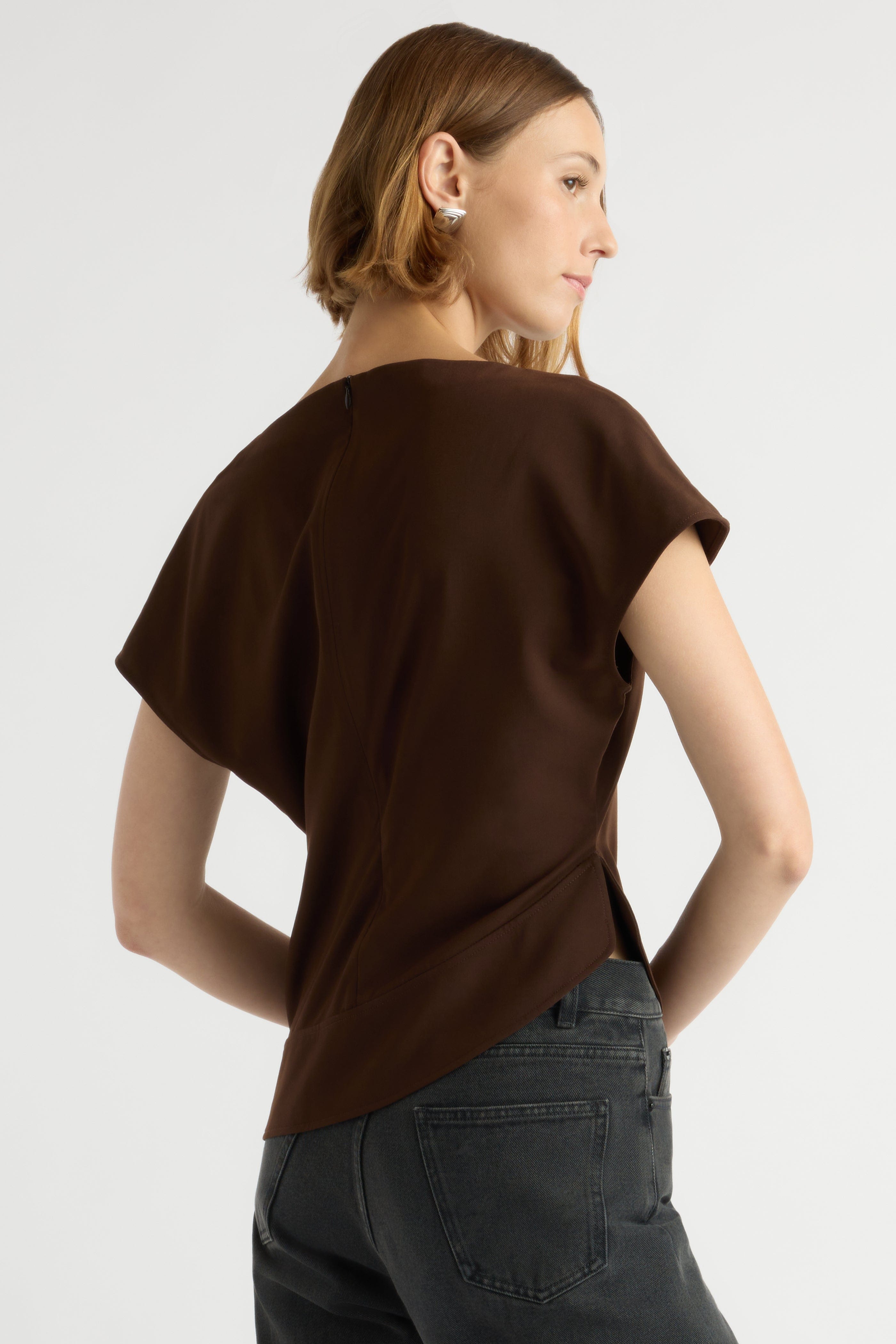 McKenna Sculpted Asymmetric-Hem Blouse