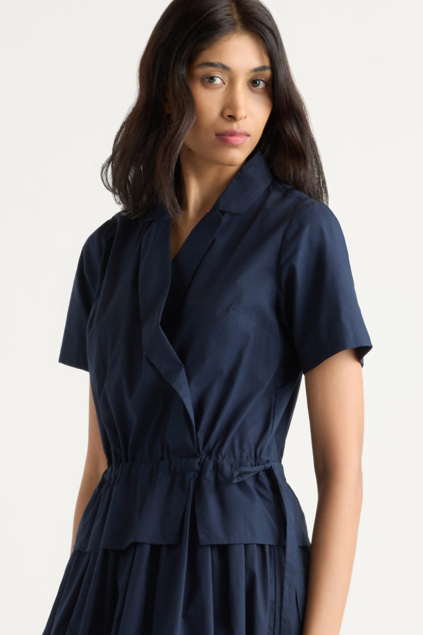 modern citizen wrap dress Mitsuki Organic Cotton Wrap-Shirt Dress Dark Navy / L