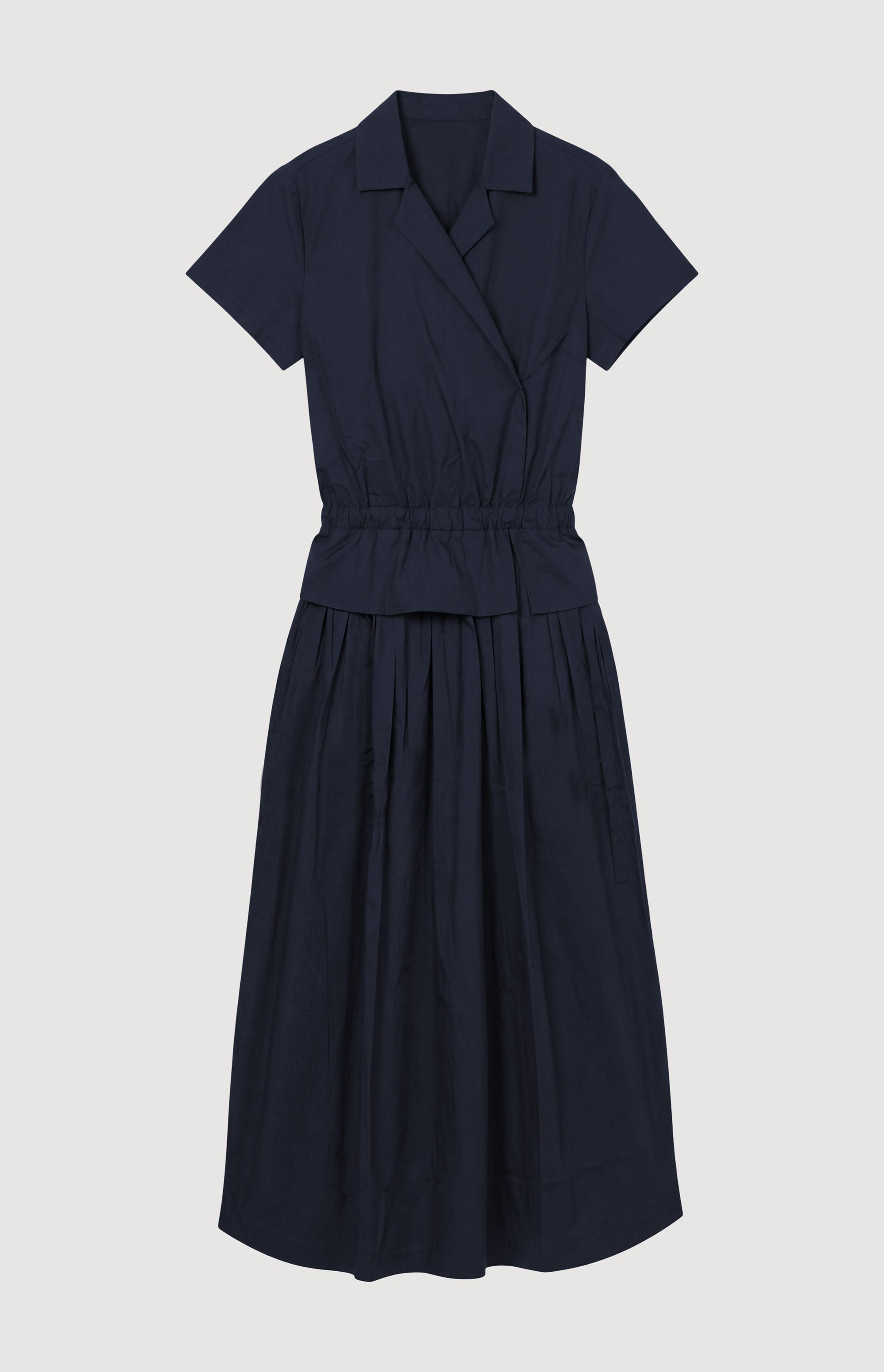 navy blue cotton shirt dress Mitsuki Organic Cotton Wrap-Shirt Dress Dark Navy / L