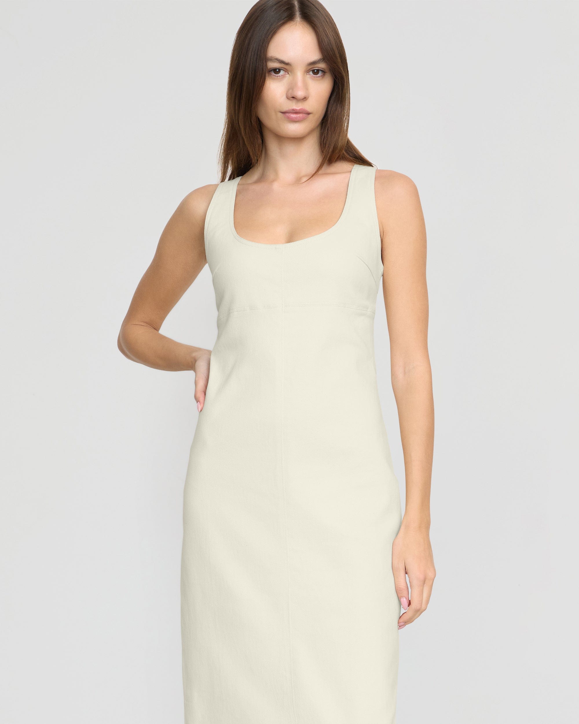 Mona Cotton Twill Scoop-Neck Dress