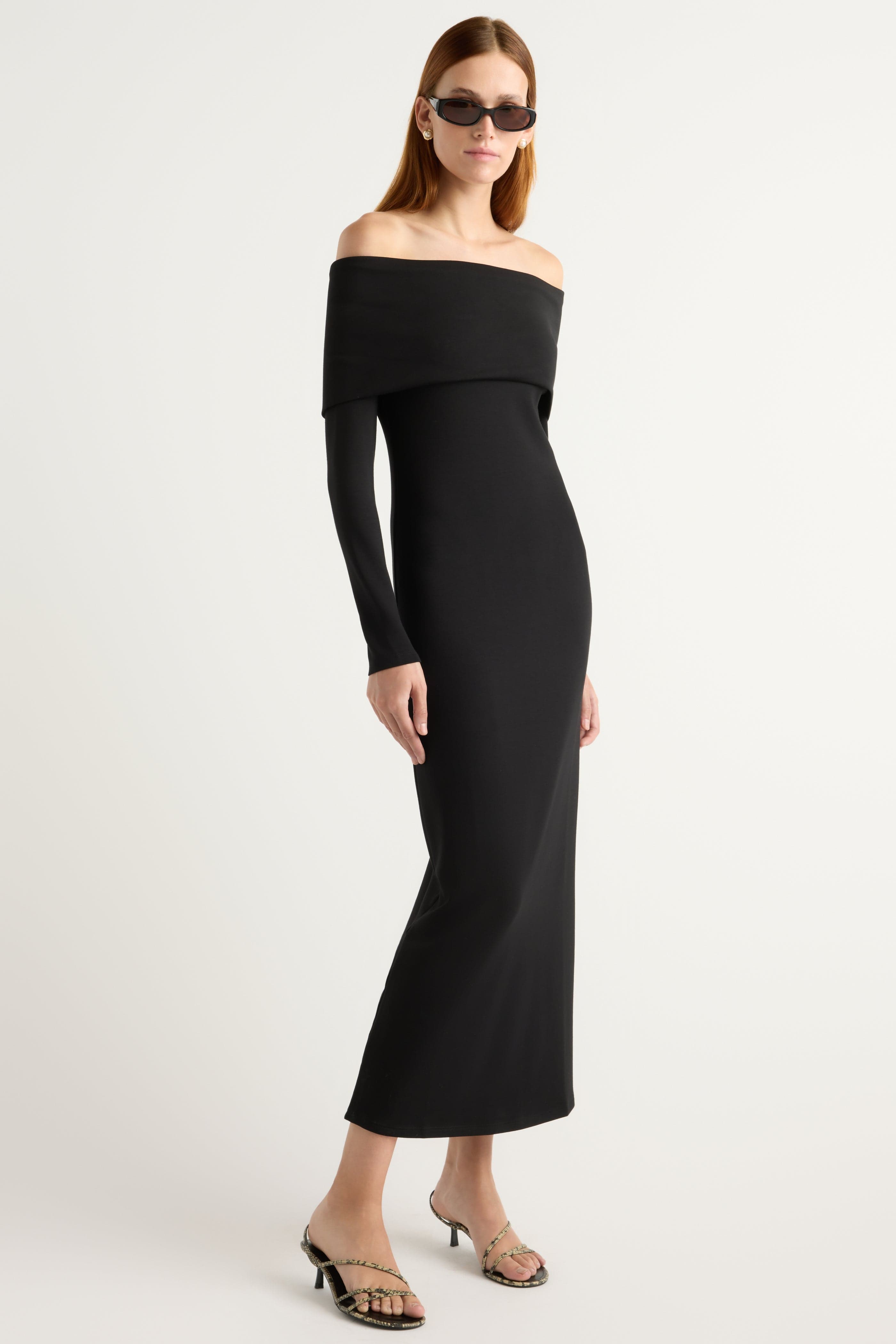 Morgan Split Foldover Jersey Dress