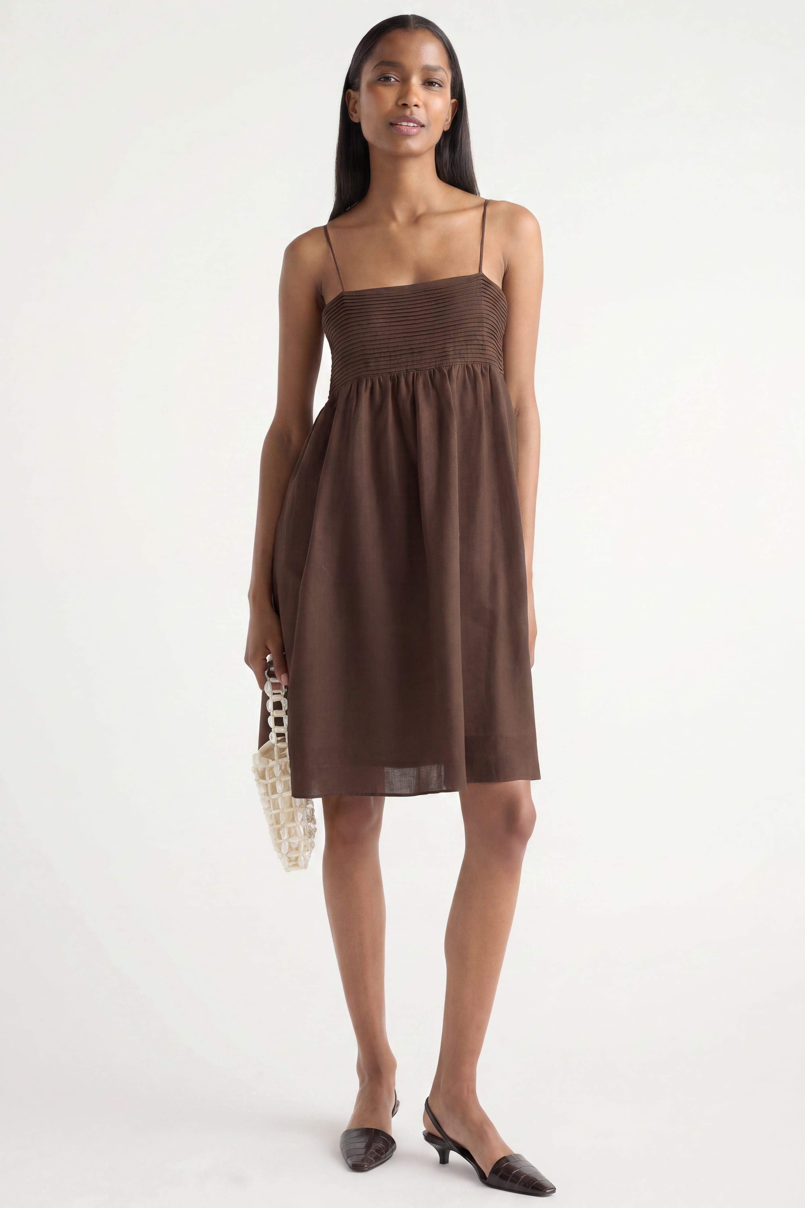 Myra Pintuck Cotton-Silk Dress