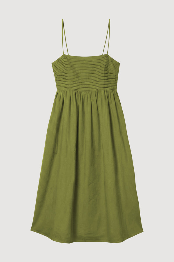 Aurora Ruched Organic Cotton Maxi Dress Spring Green / S