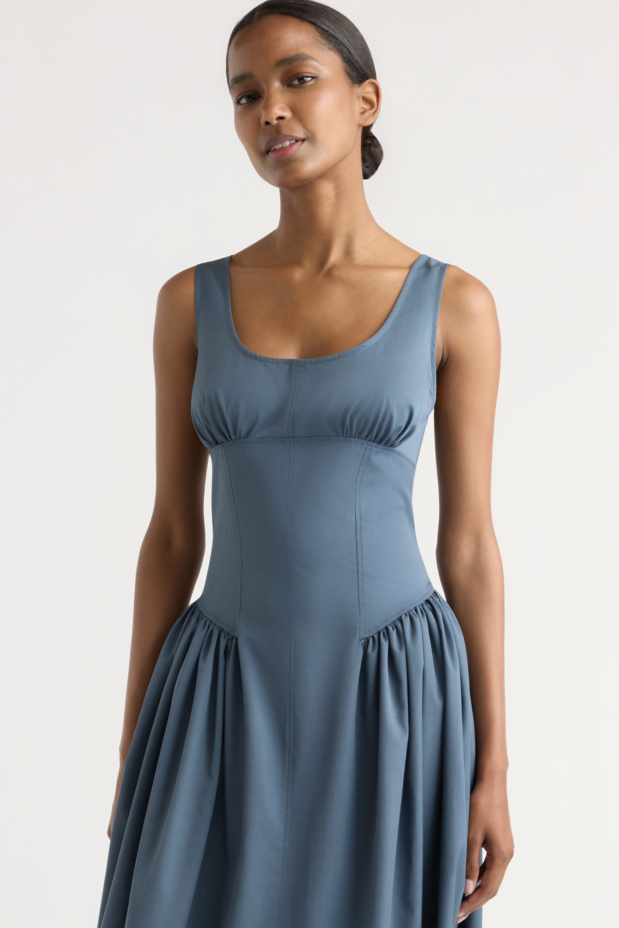 shirred a line dress Nadiyah Bustier Shirred A-Line Dress Vintage Blue / M