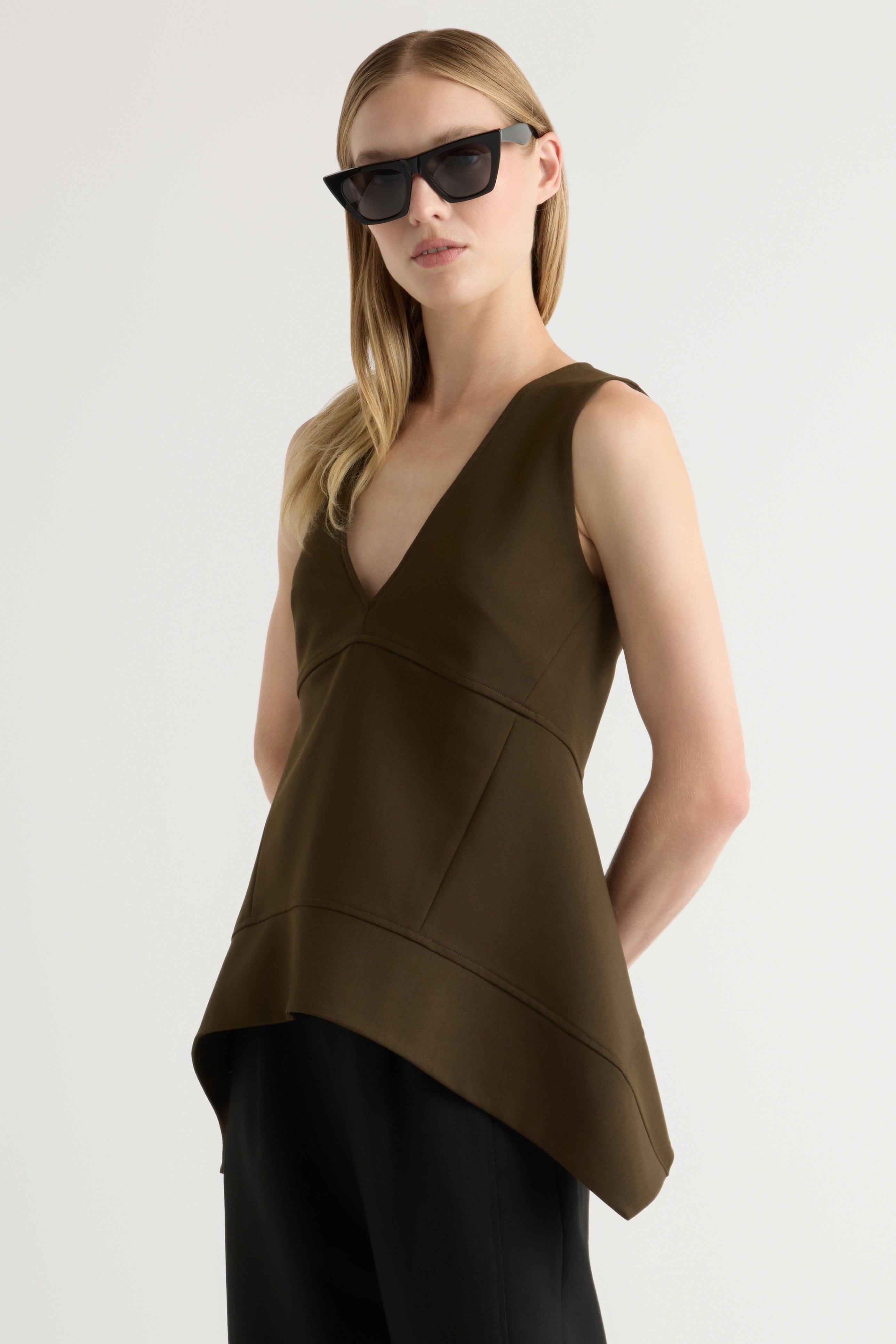 Nakitha Asymmetric-Tunic Hem Blouse