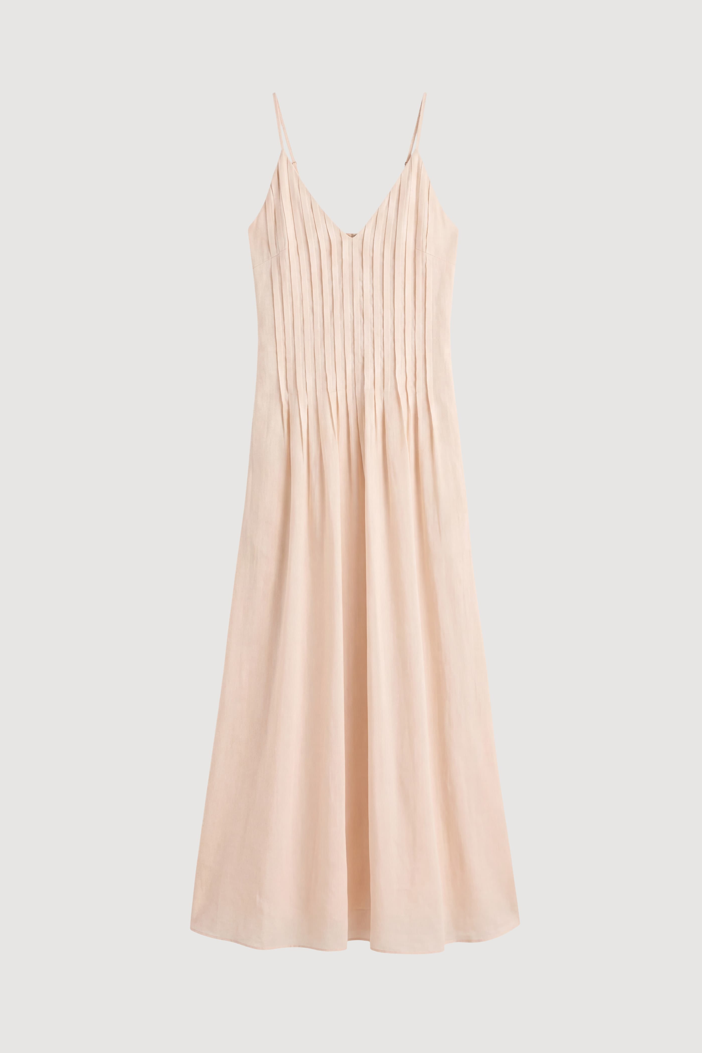 Naomi Pleated Linen-Cotton Dress