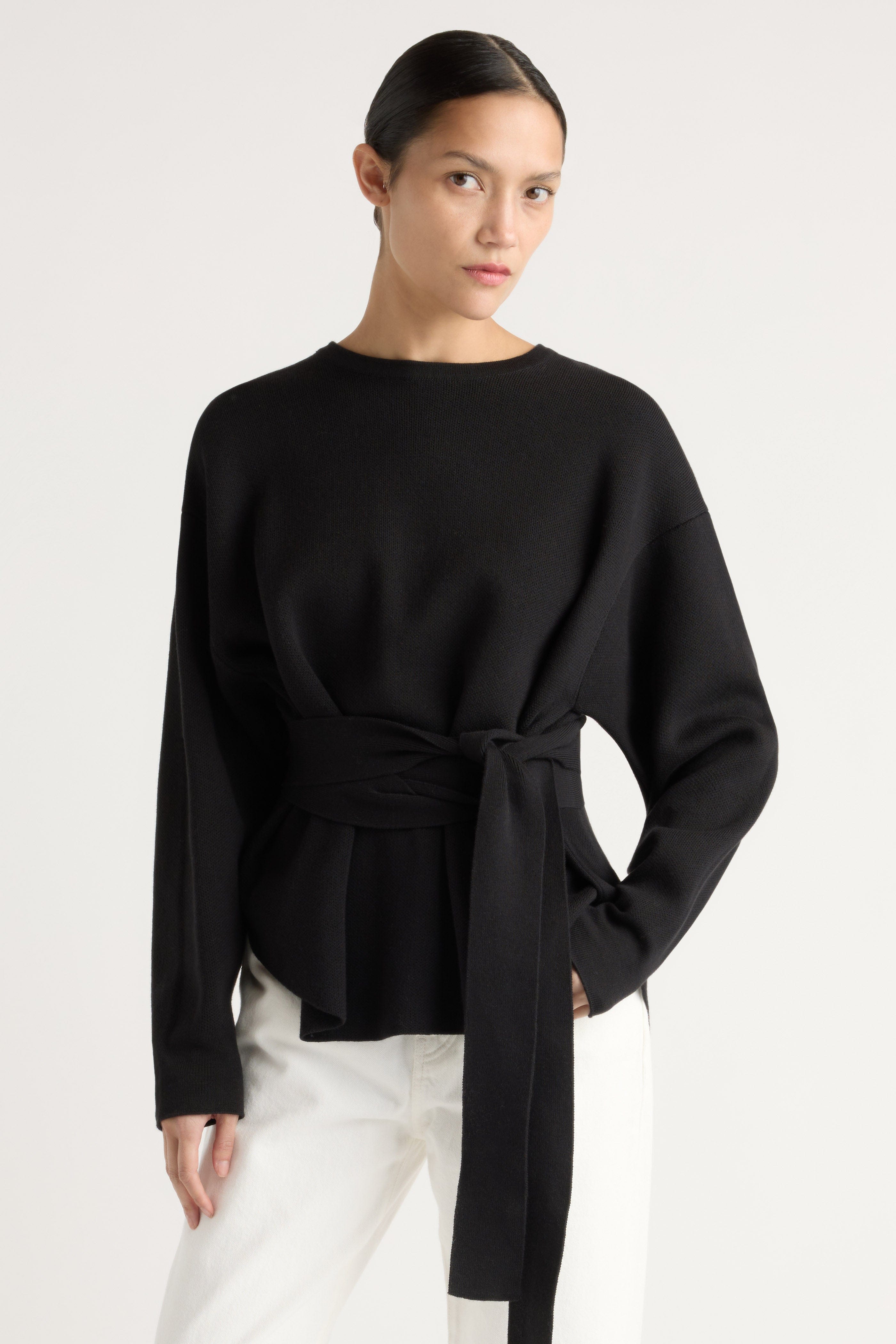 Nara Tie-Front Knit Sweater