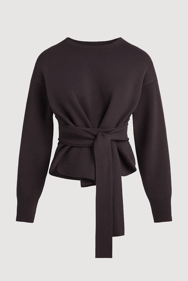 Marije | Nara Tie-Front Knit Sweater in Size Small - Flat