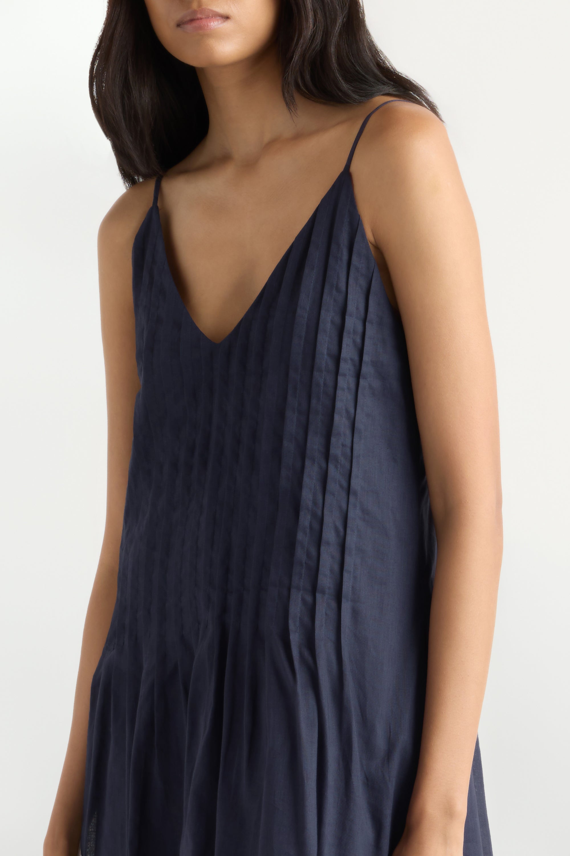 Nelly Pleated Linen Mini Dress Navy / S
