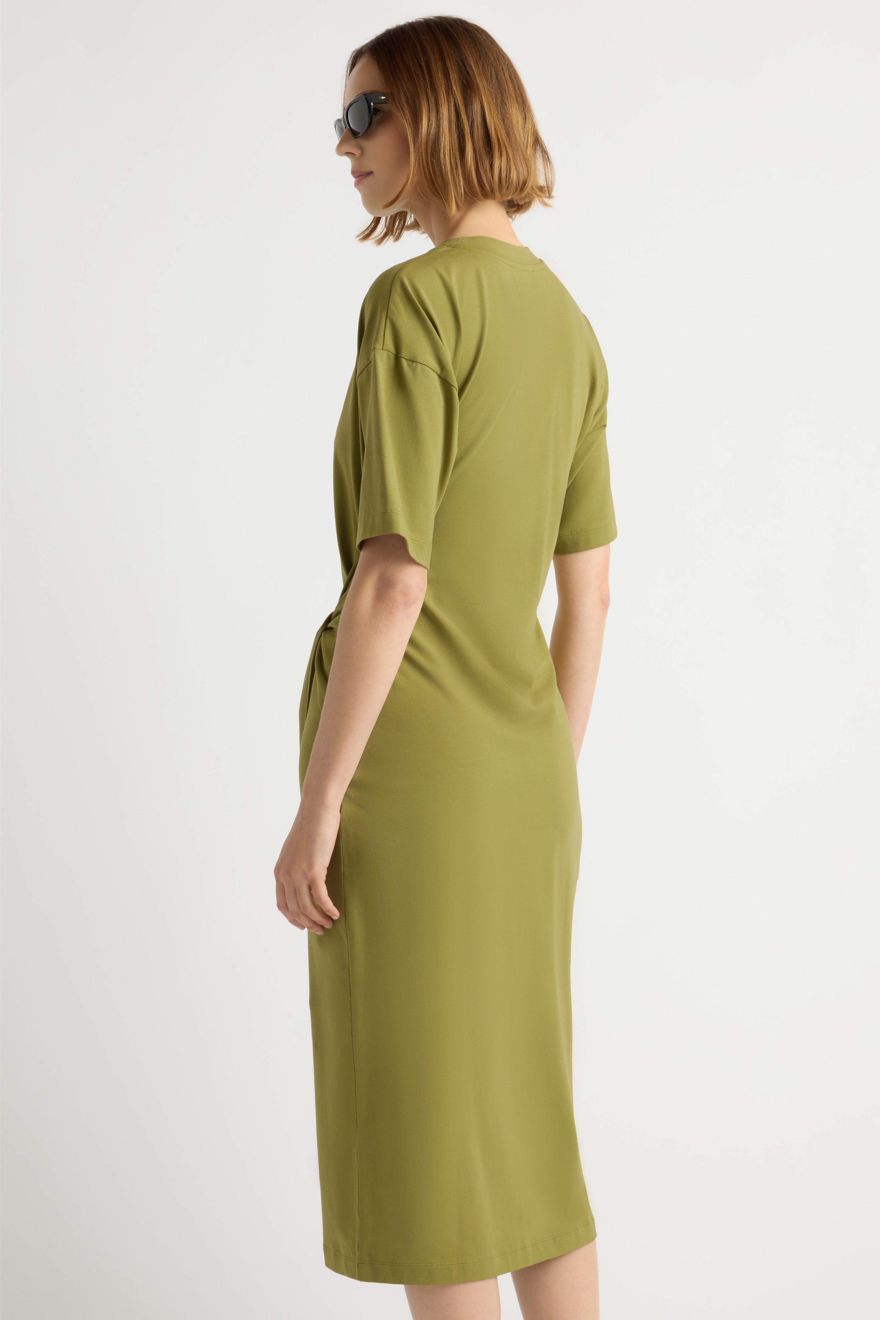Noa Organic Cotton T-Shirt Wrap Dress Acid Green / Regular / XS