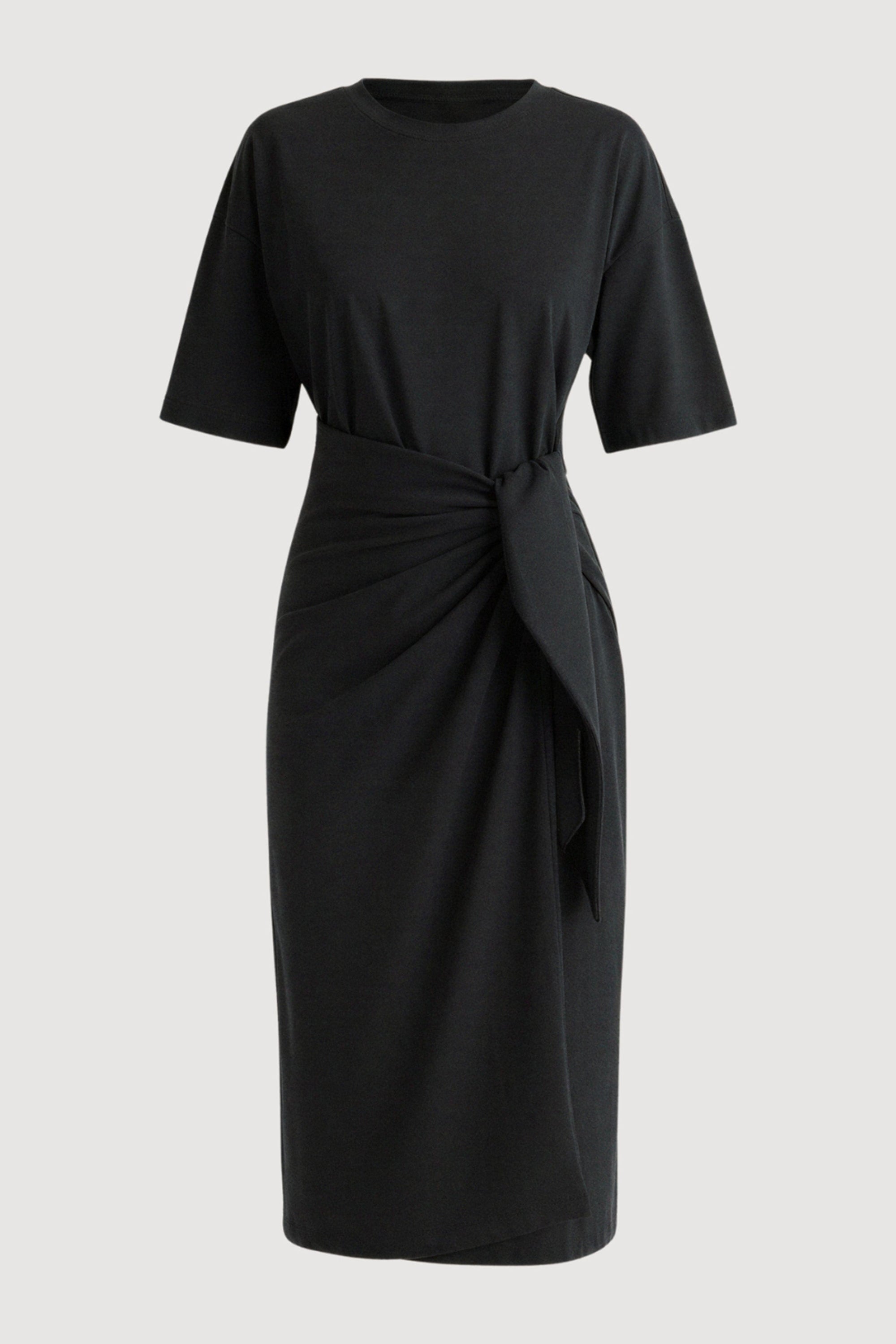Noa Organic Cotton T-Shirt Wrap Dress (Petite) Black / Petite / XS Noa Organic Cotton T-Shirt Wrap Dress (Petite) Black / Petite / XS