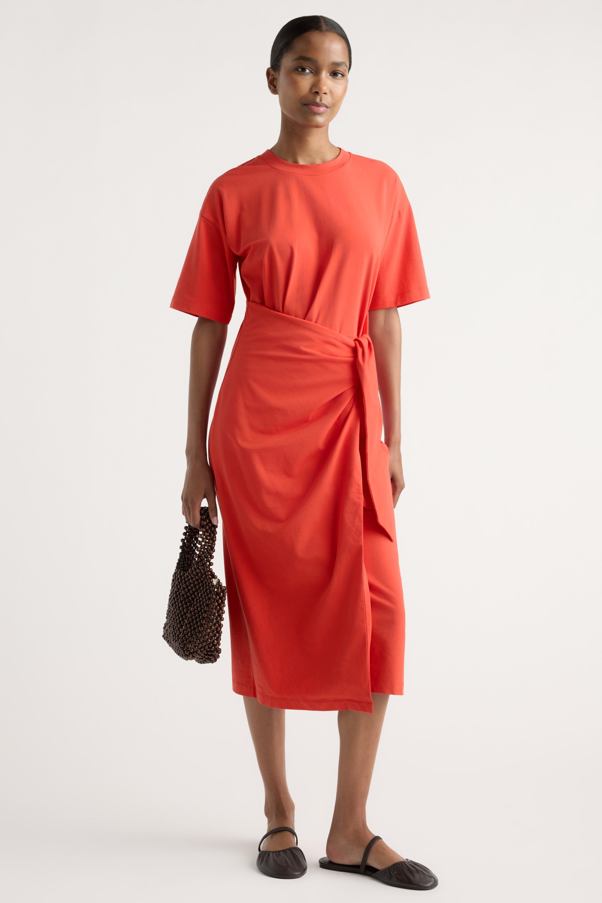 shirt dress coral Noa Organic Cotton T-Shirt Wrap Dress Coral / Regular / 1X